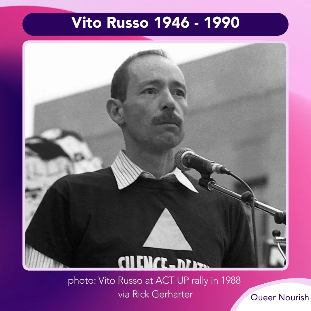 From an early age, Vito Russo questioned the status quo. Vito, born 1946 in Harlem, New York, adored going to the theater as a child. He watched films on the silver screen, fully engrossed in the drama, glamour, and glitter of old Hollywood. He often