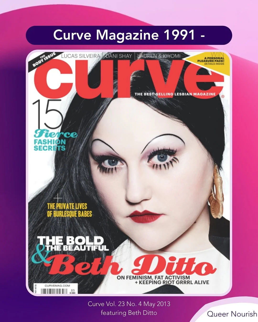Curve Magazine, first published under the name Deneuve, released it&rsquo;s first issue in 1991. Let&rsquo;s go back in the @curvemag archive as a reminder that we&rsquo;ve always been here and we always will. 🩷
&nbsp;
1. Vol. 23 No. 4 May 2013 feat