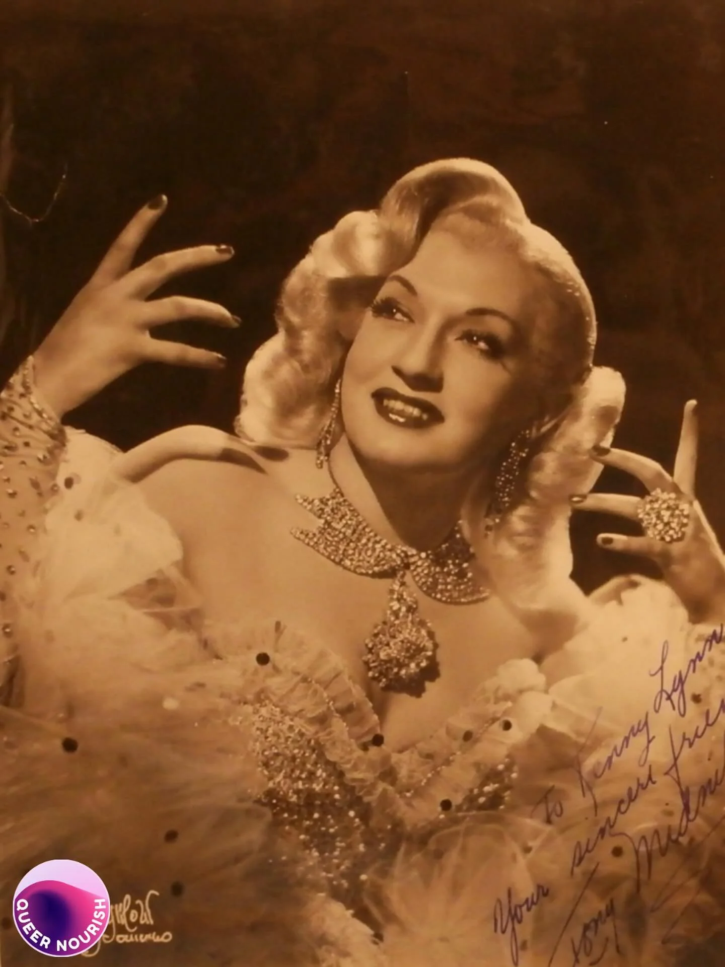 Toni Midnite was a drag queen, costume designer, and performer at the Jewel Box Revue, a touring drag troupe collective that ran from 1939 to 1969. 

James Trifiletti and Andi Kowalski, frequent attendees of drag shows in the mid/late 1900s, collecte