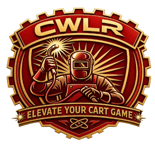 CWL logo featuring a welder holding a welding torch, with the slogan 'Elevate Your Cart Game' at the bottom.