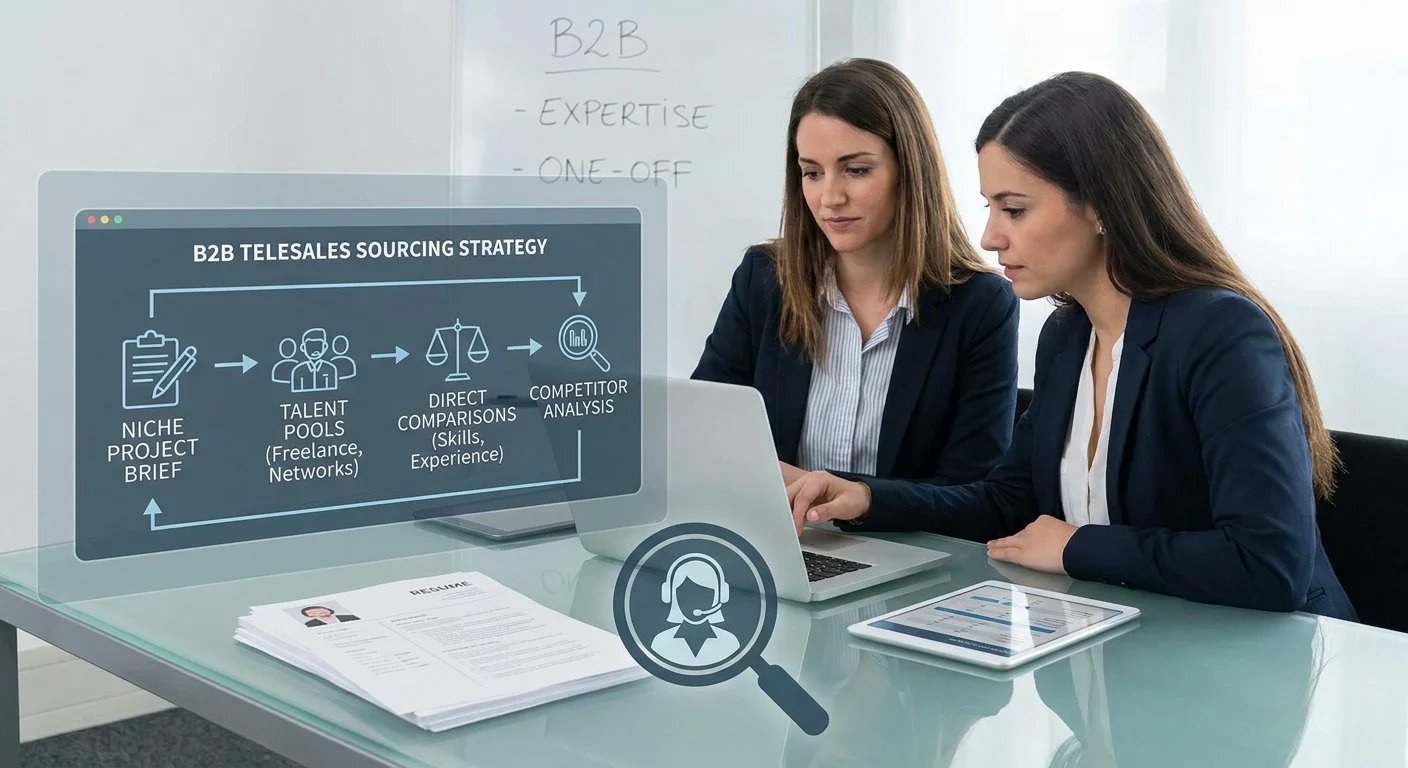 How do marketing agencies source experienced B2B telesales specialists for one-off niche client projects?