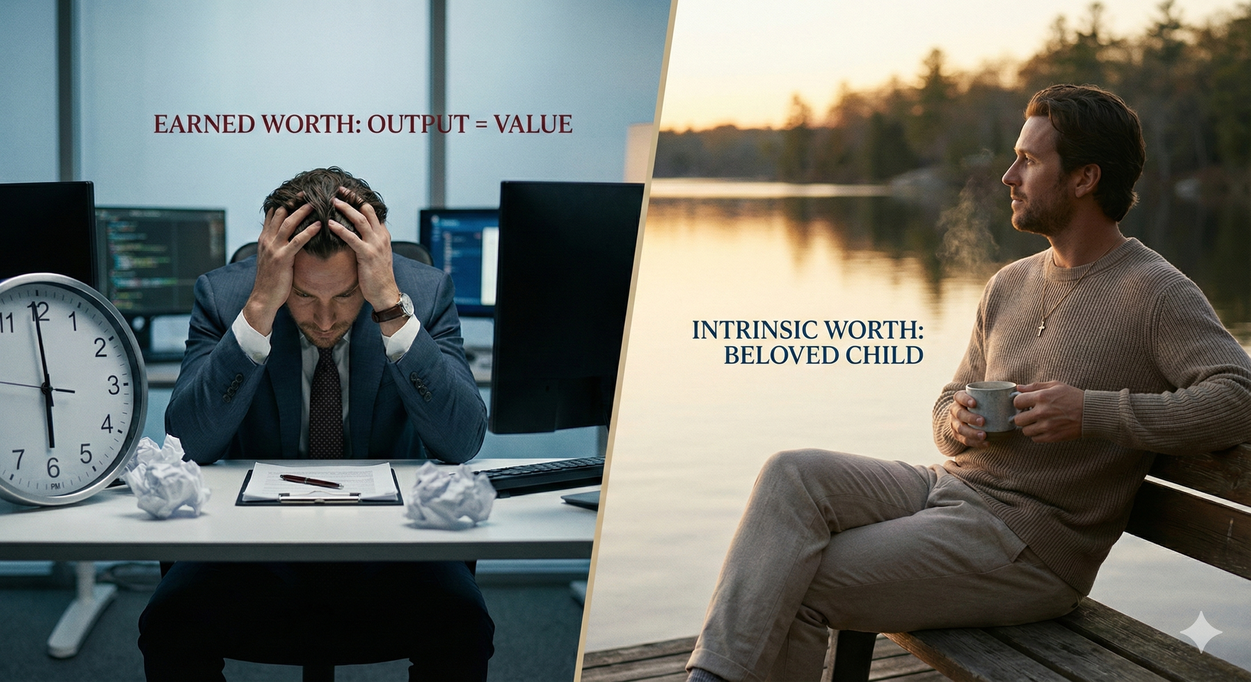 a man in stress and a man in serenity