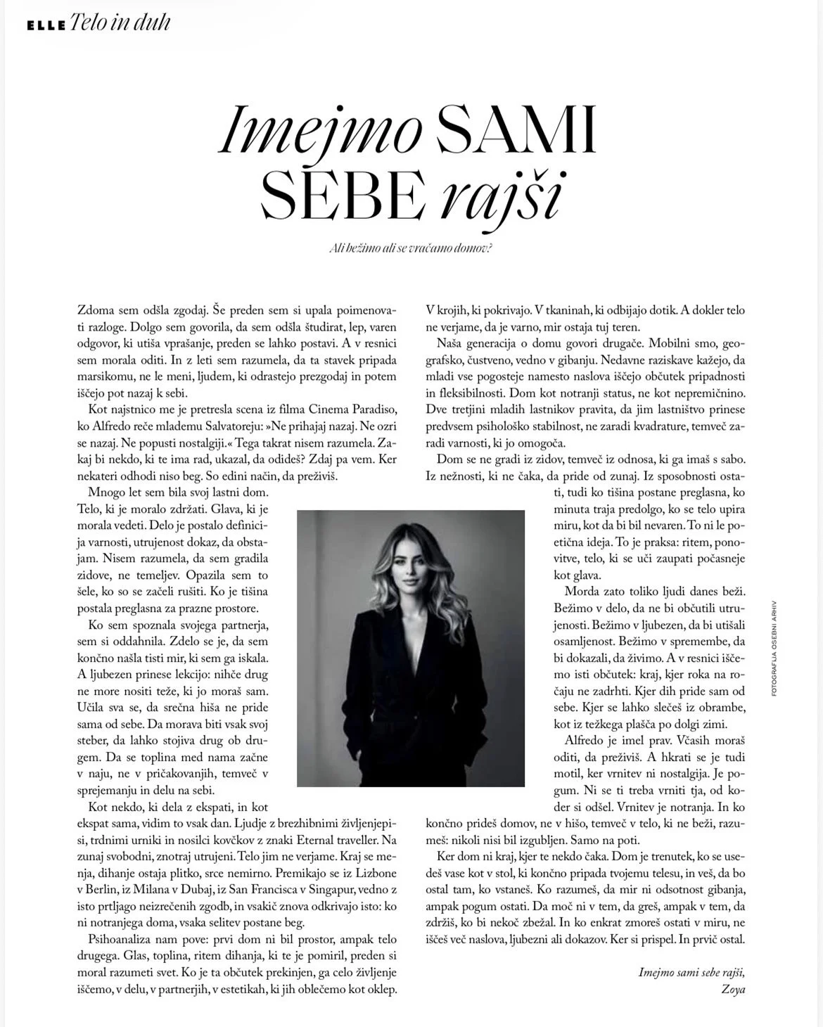 This one is for anyone who tried to outrun their own story. You don&rsquo;t have to run anymore. You can come home now.

-

Za vse, ki ste sku&scaron;ali prehiteti svojo lastno zgodbo. Ni vam treba več bežati. Lahko se vrnete domov.

#zoyamesaric #jo
