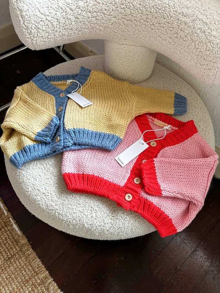 Tiny Trove ~ Zuri Contrast Knit Cardigan - Pink:Red2.jpeg