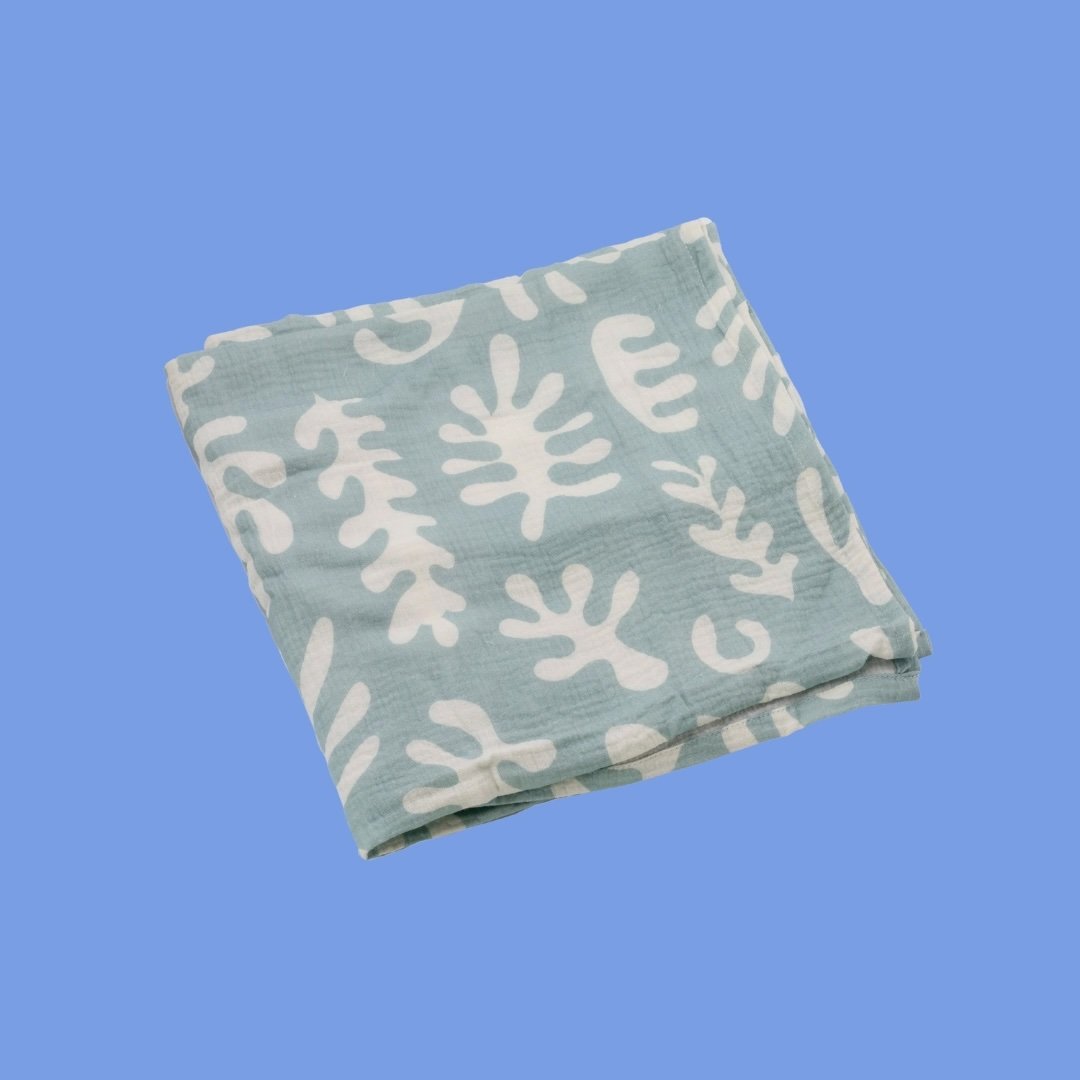 Marine Dream Organic Cotton Baby Swaddle - Mineral1.jpeg