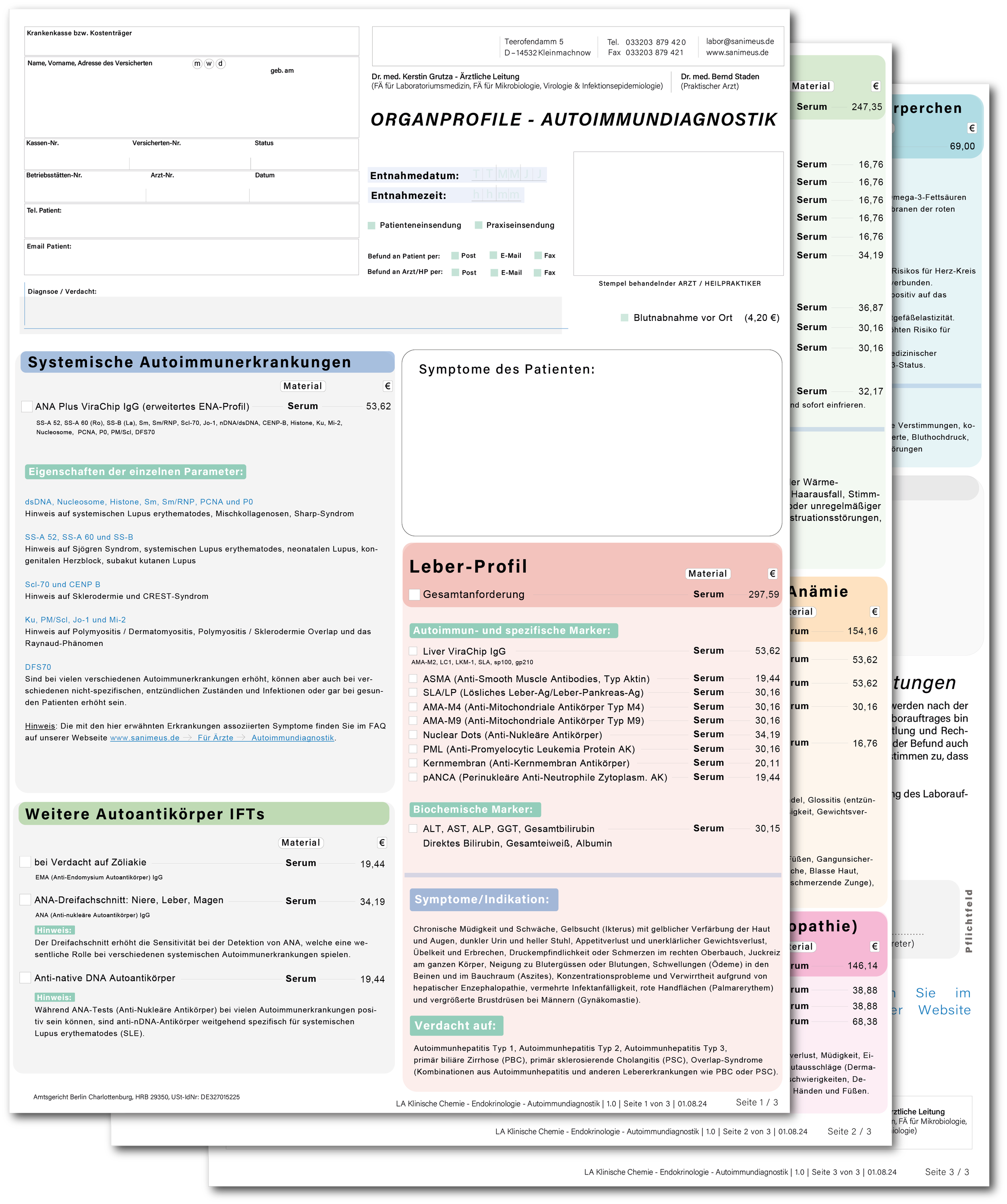 Organprofil Tumormarker Autoimmundiagnostik- Human - Selbstzahler