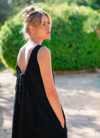 GATHERED SCOOP BACK MAXI DRESS