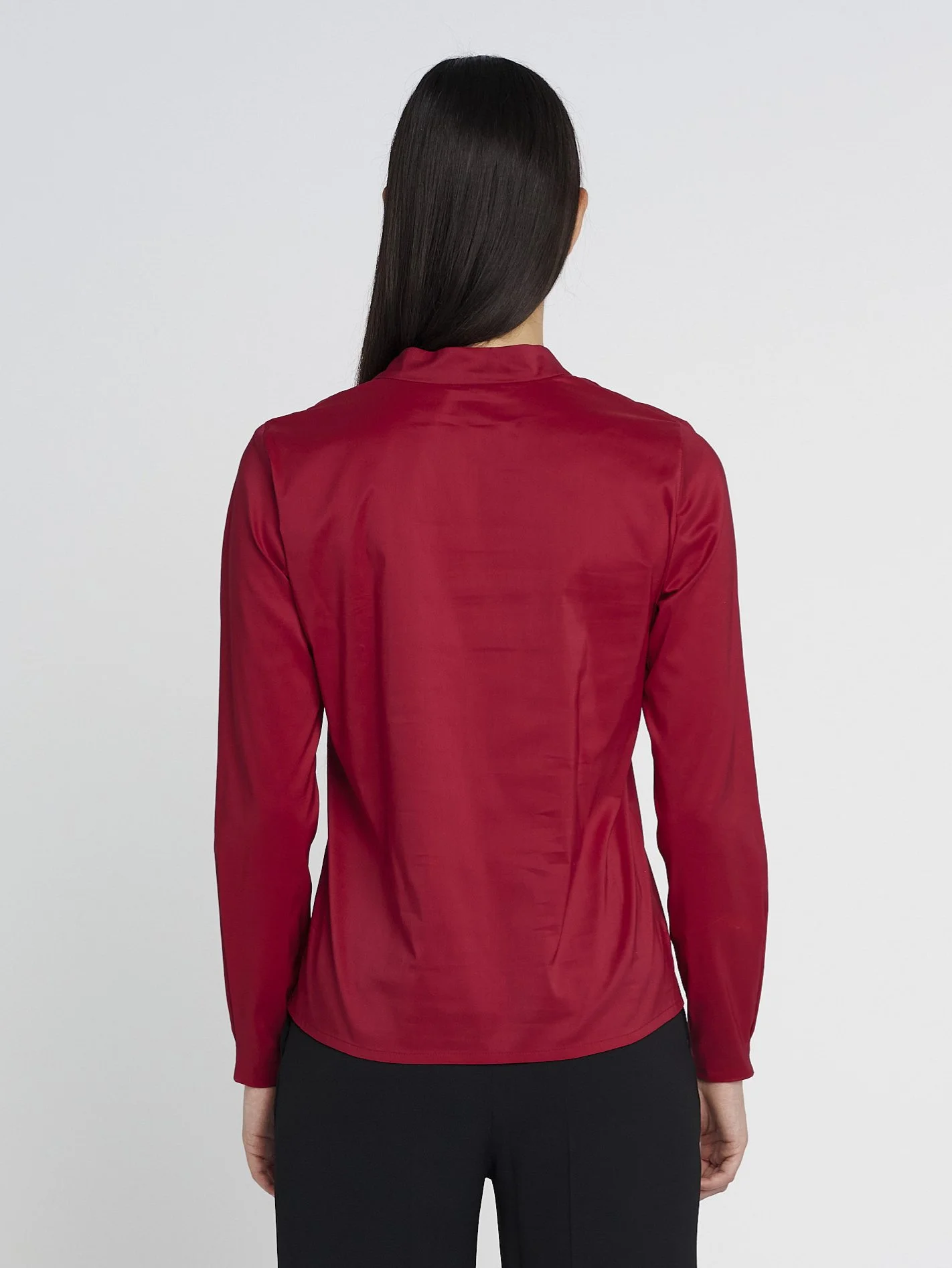 Sportliche Bluse, legere Passform mit Tunika-Ausschnitt aus elastische Baumwolle in rot.