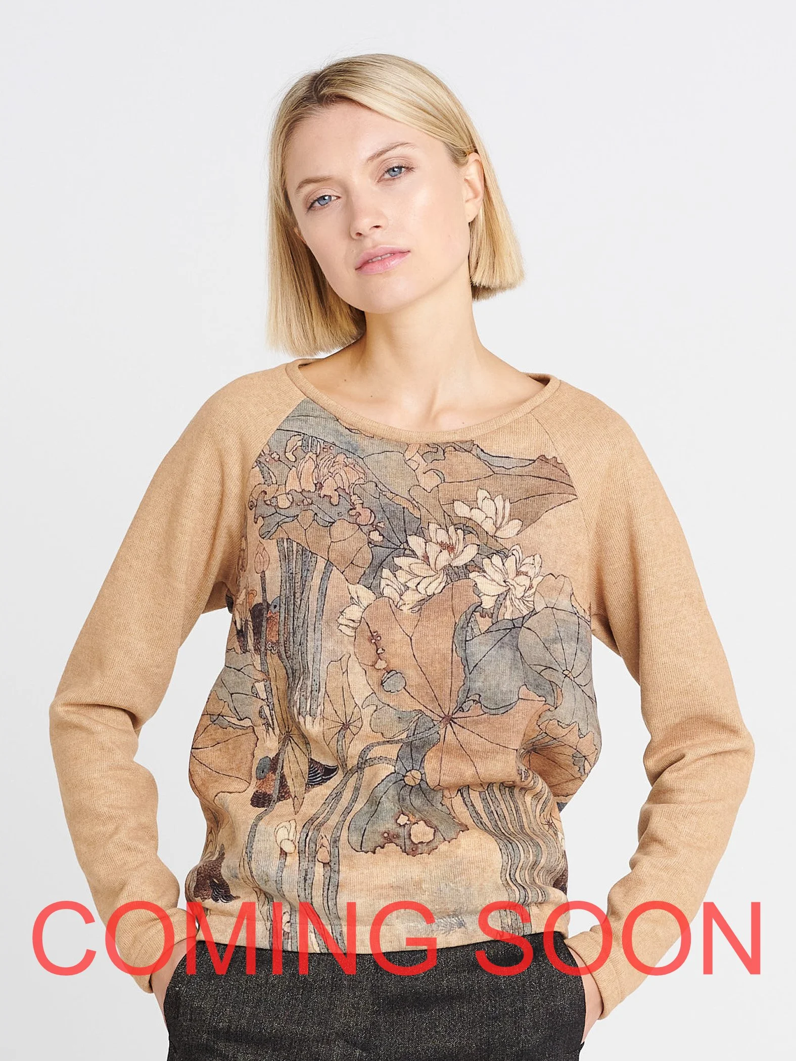 Bequemer Sweater mit langen Ärmeln und aufregendem Muster in senf-gelb- und grüntönen