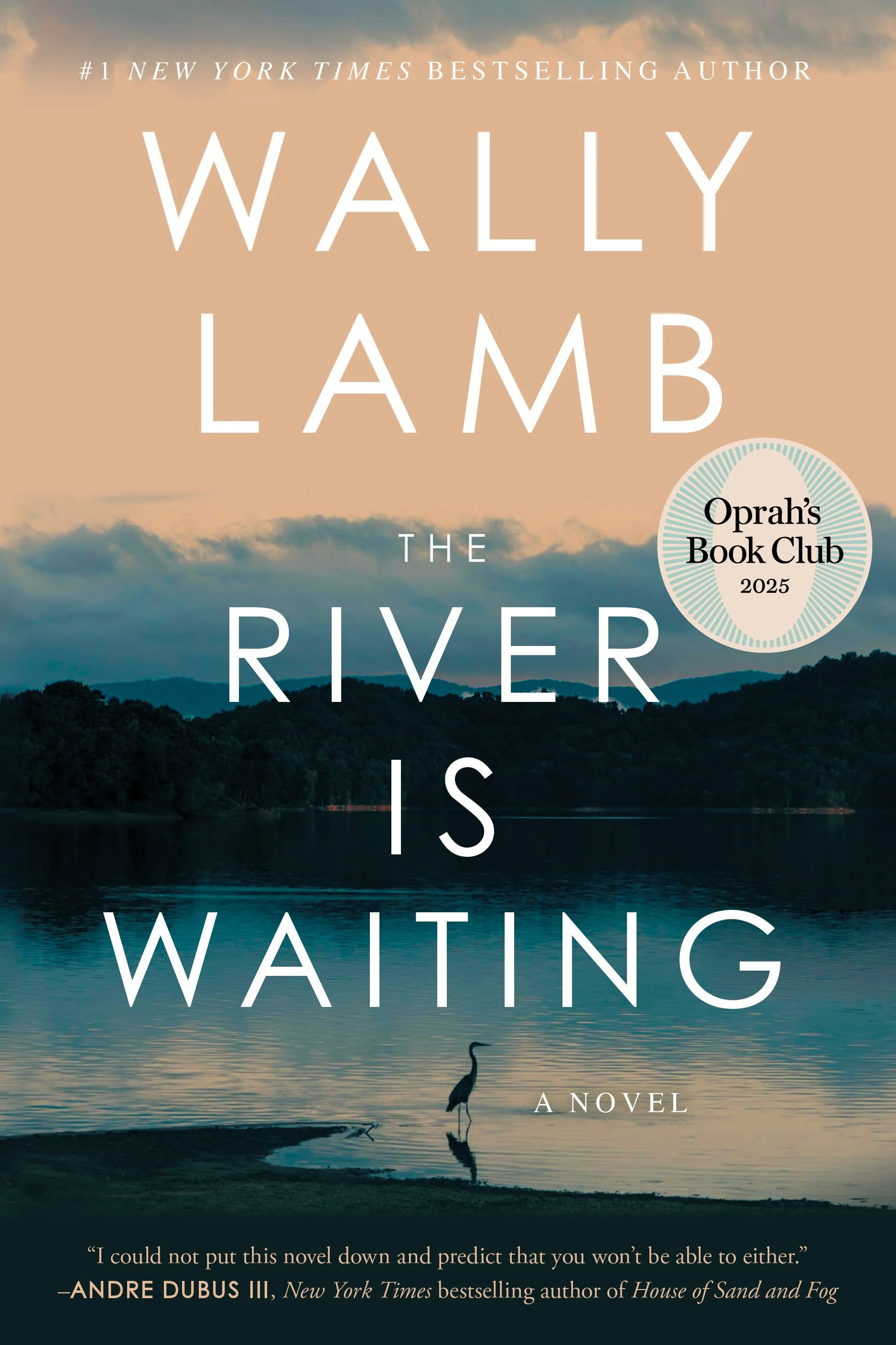 Cover for The River Is Waiting; features a bird (possibly a heron) wading at the edge of a body of water (presumably a river).