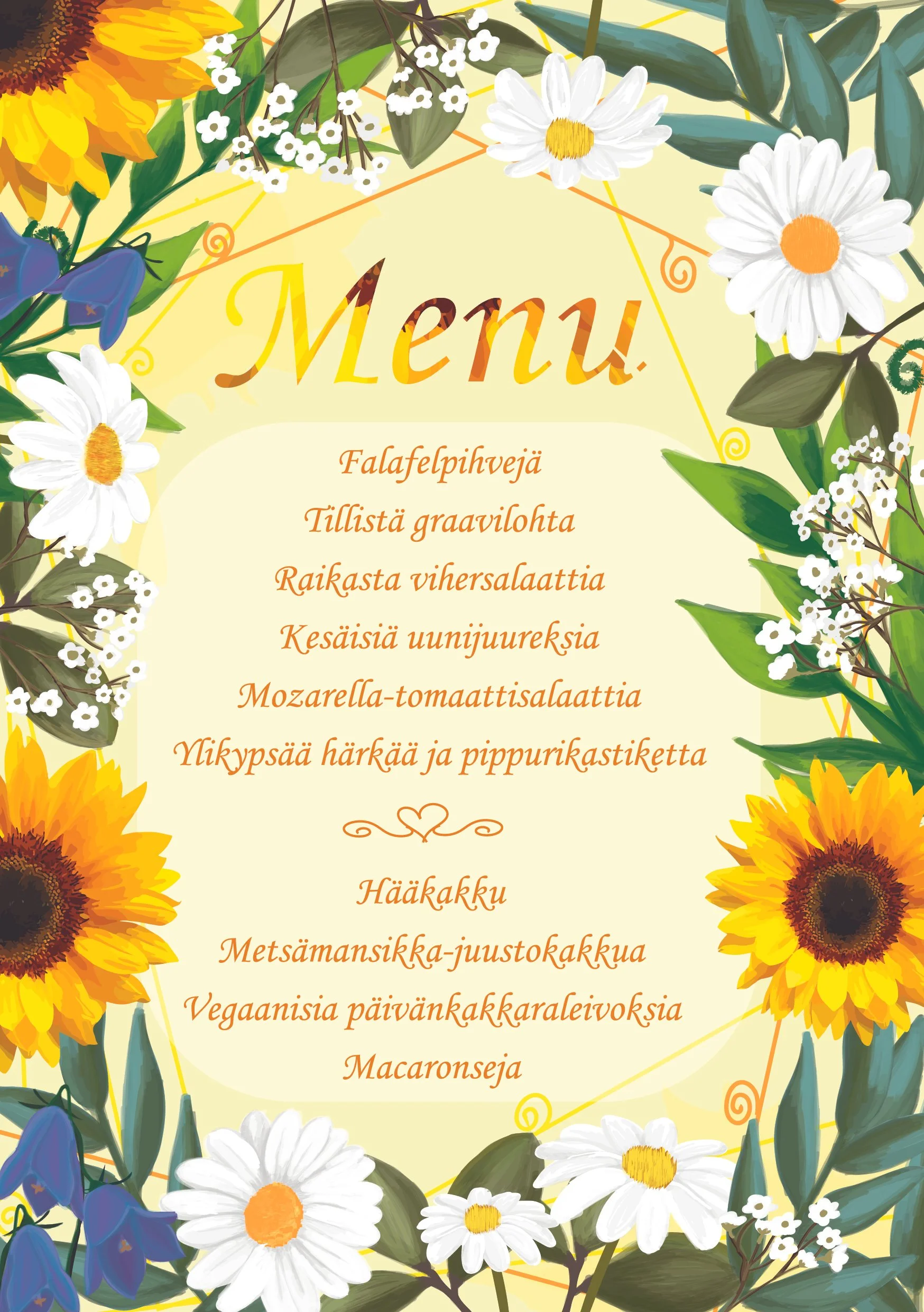 juhlamenu, menusuunnittelija, graafikko