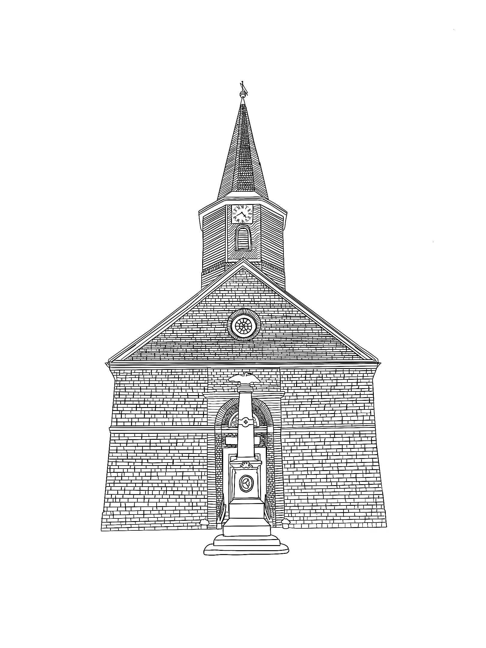 Illustration einer norddeutschen Kirche von Katharina Bill / Freiburg an der Elbe