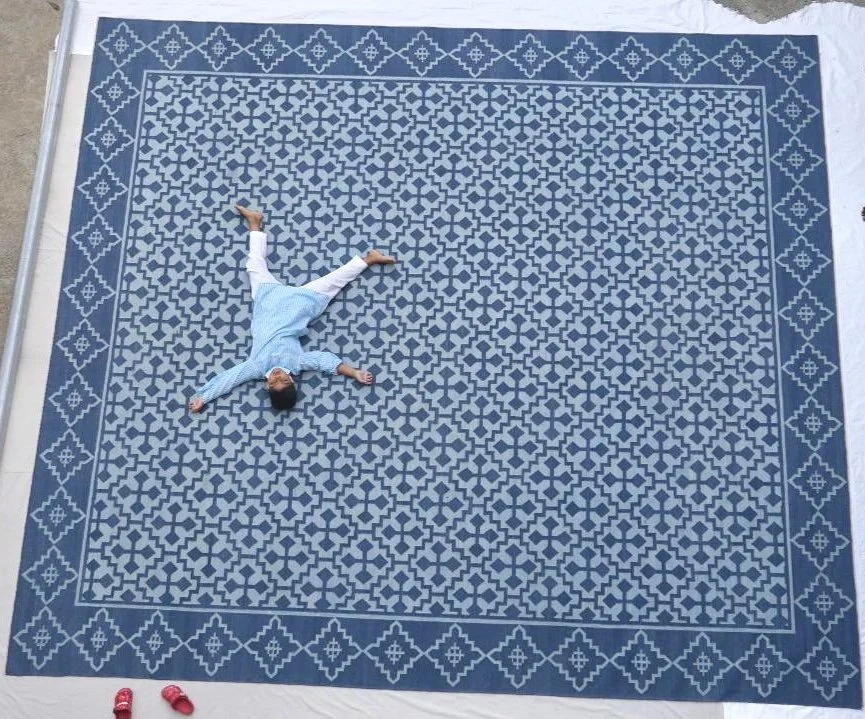 Charlotte Premium Wool Flatweave: 11x14, 13x16 in Nantucket Blues 
11x14 Retail: $7,000 SOLDES: $4,200
 13x16: Retail: 9,400 SOLDES: $5.600