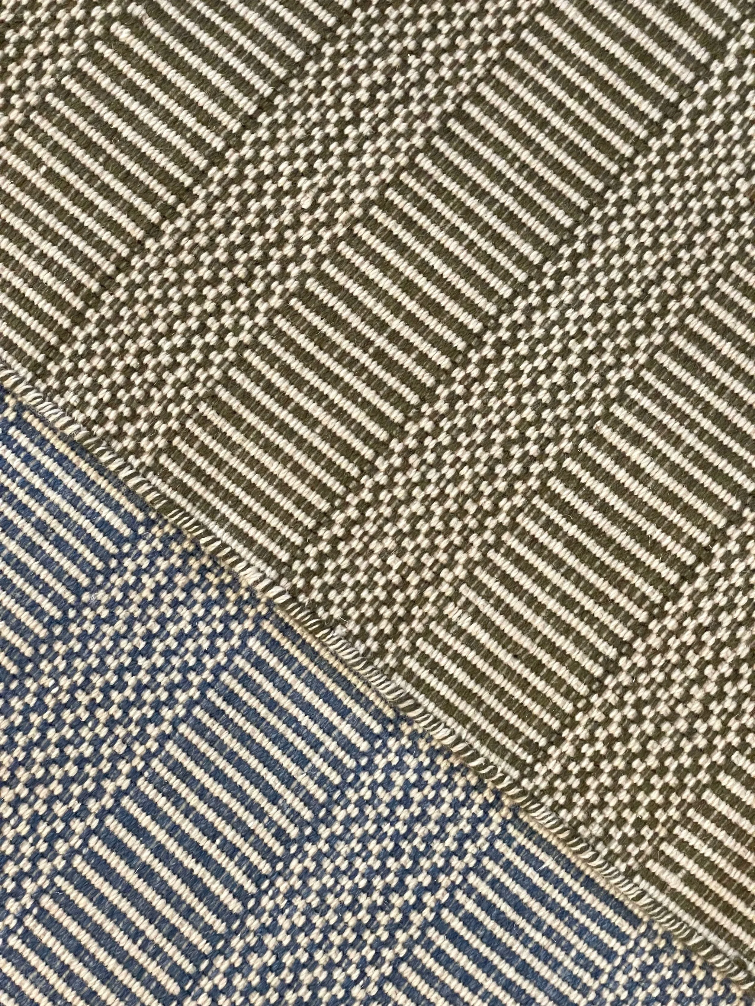 Nantucket NZ Wool: 9x12 Olive Branch+Dark Blue