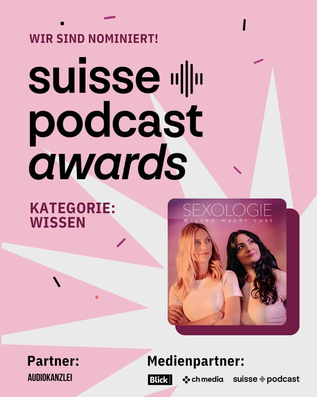 Und wisst ihr, was besonders krass ist? 
In der Kategorie Wissen gibt es insgesamt nur vier nominierte Podcasts. Die drei anderen: Formate von SRF, NZZ und Blick. Und wir stehen da &ndash; mit unserem selbst aufgebauten Herzensprojekt. 
(Hallo underd