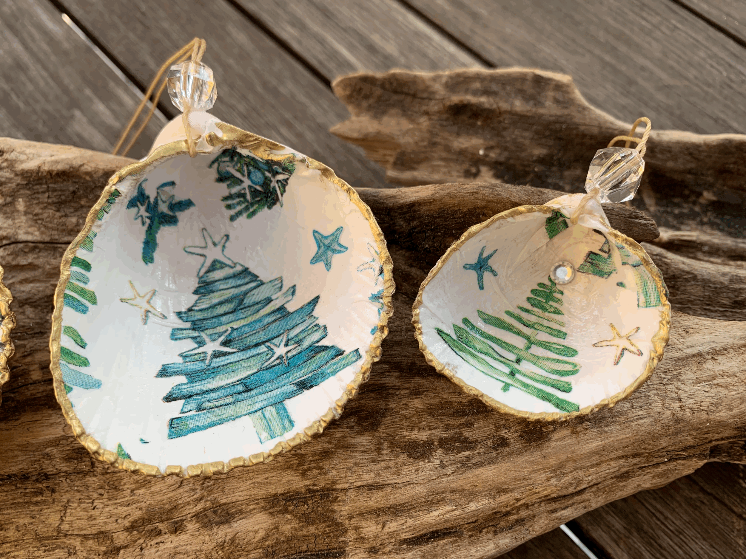 Decoupage Shell Ornaments