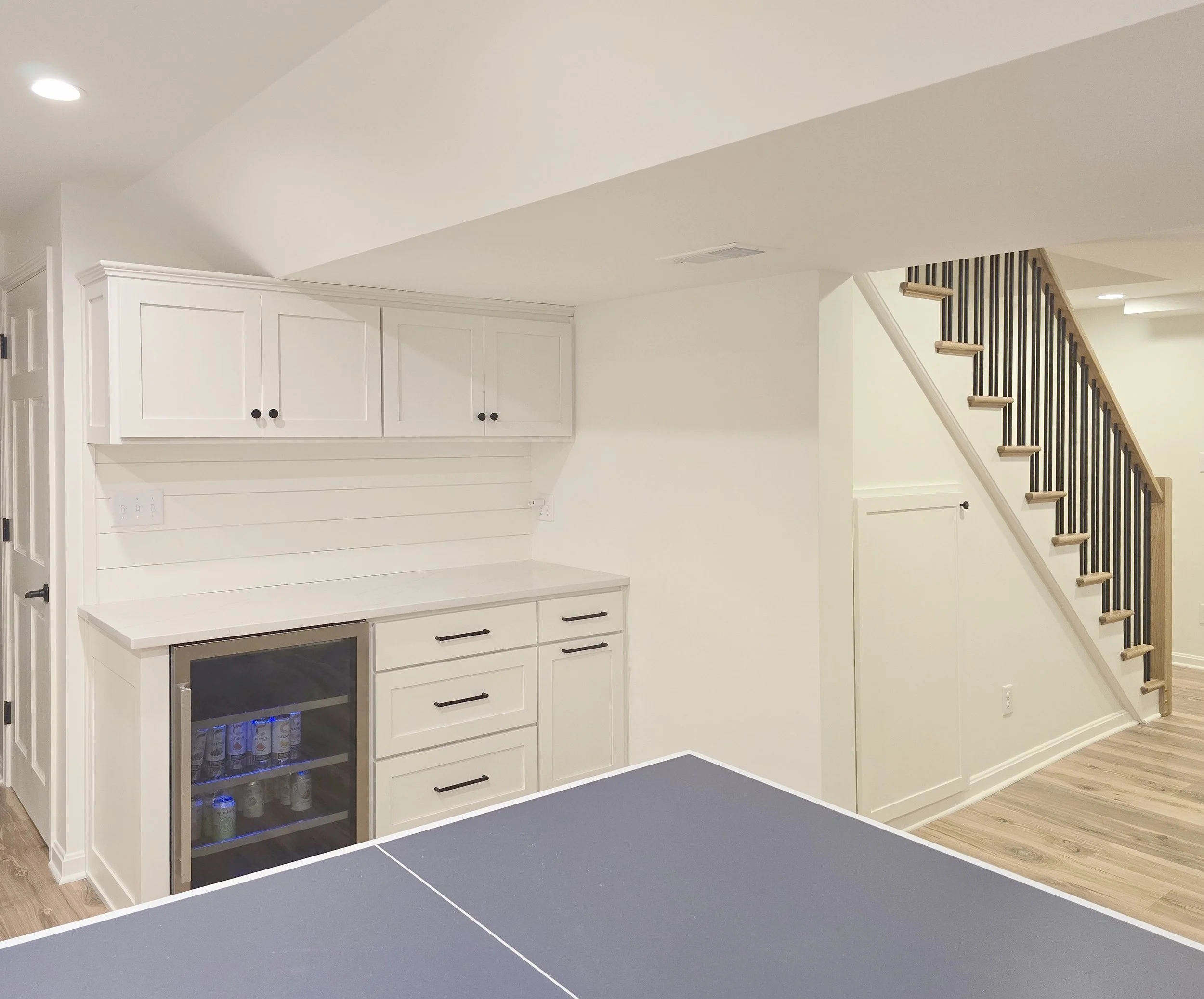 Ping pong table, under counter refrigerator