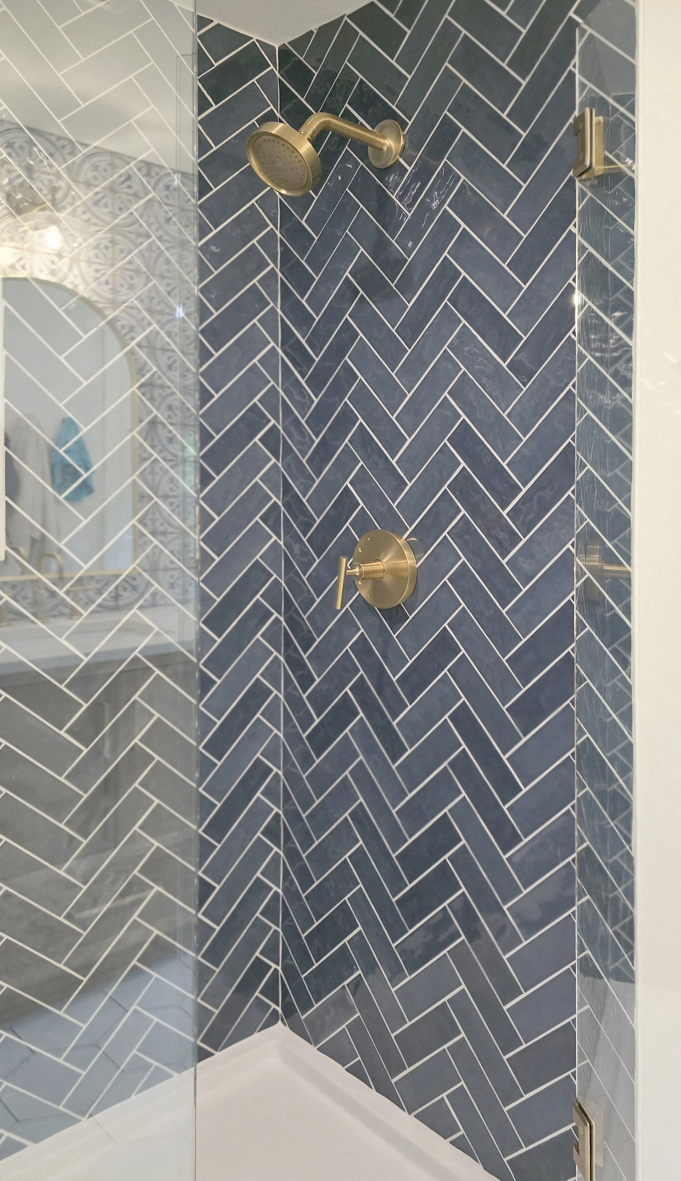Blue Herringbone Tile