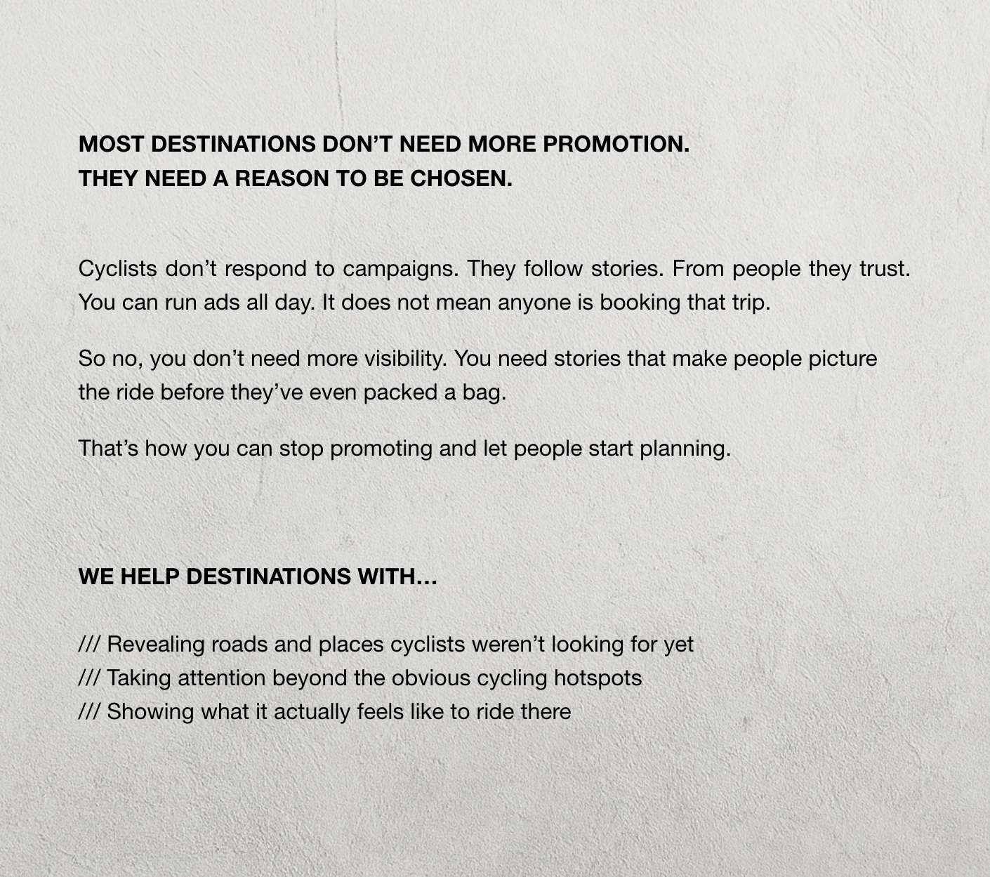 E2.718 /// how we help destinations