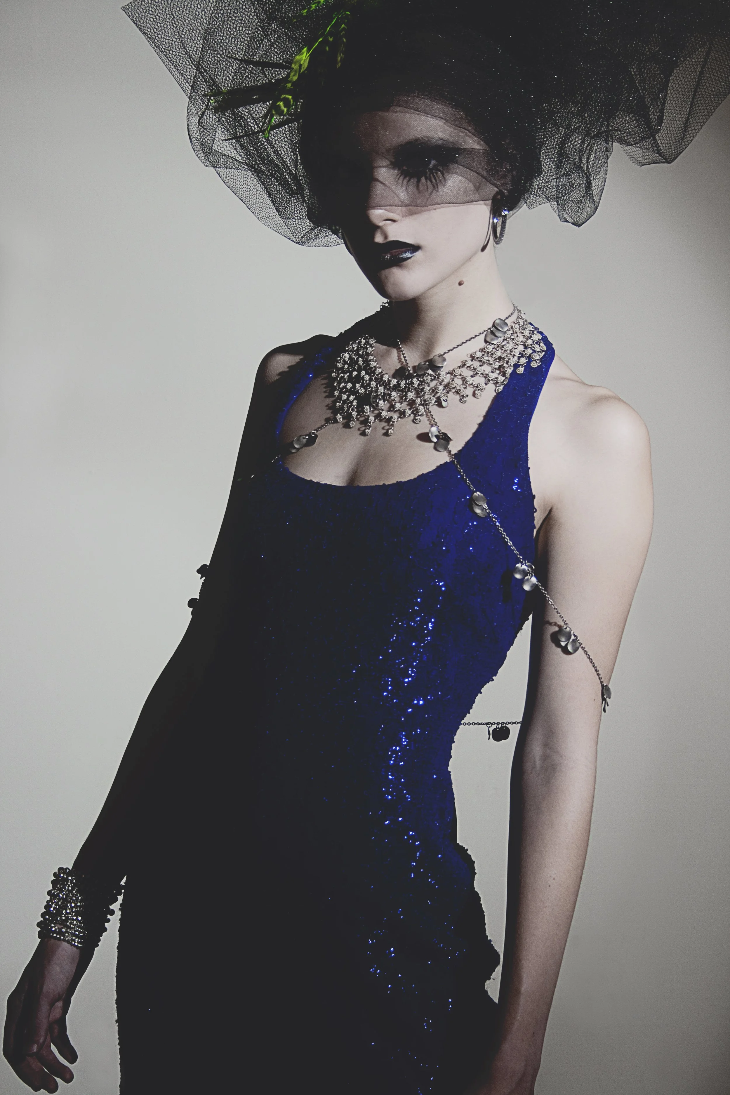 woman in purple lace dressed fashionably