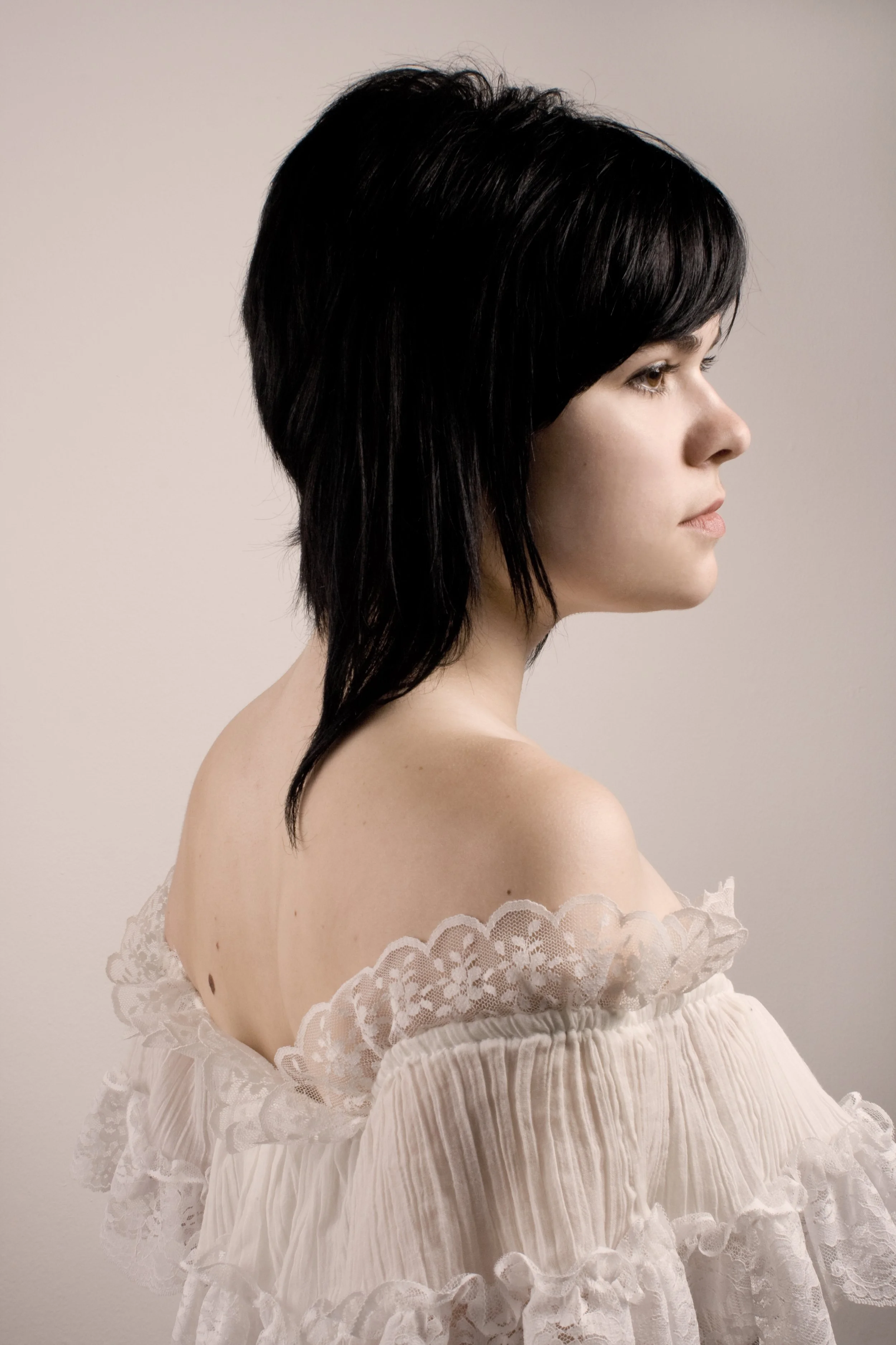 gunne sax dress beautiful dark haired woman white lace