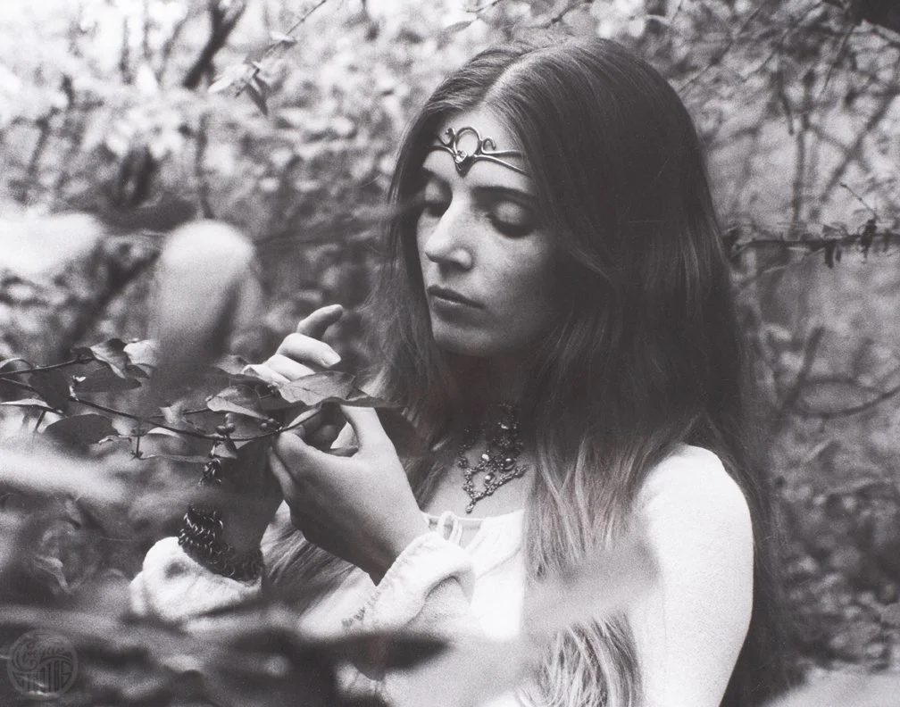 70s style hippie woman portrait nature lover