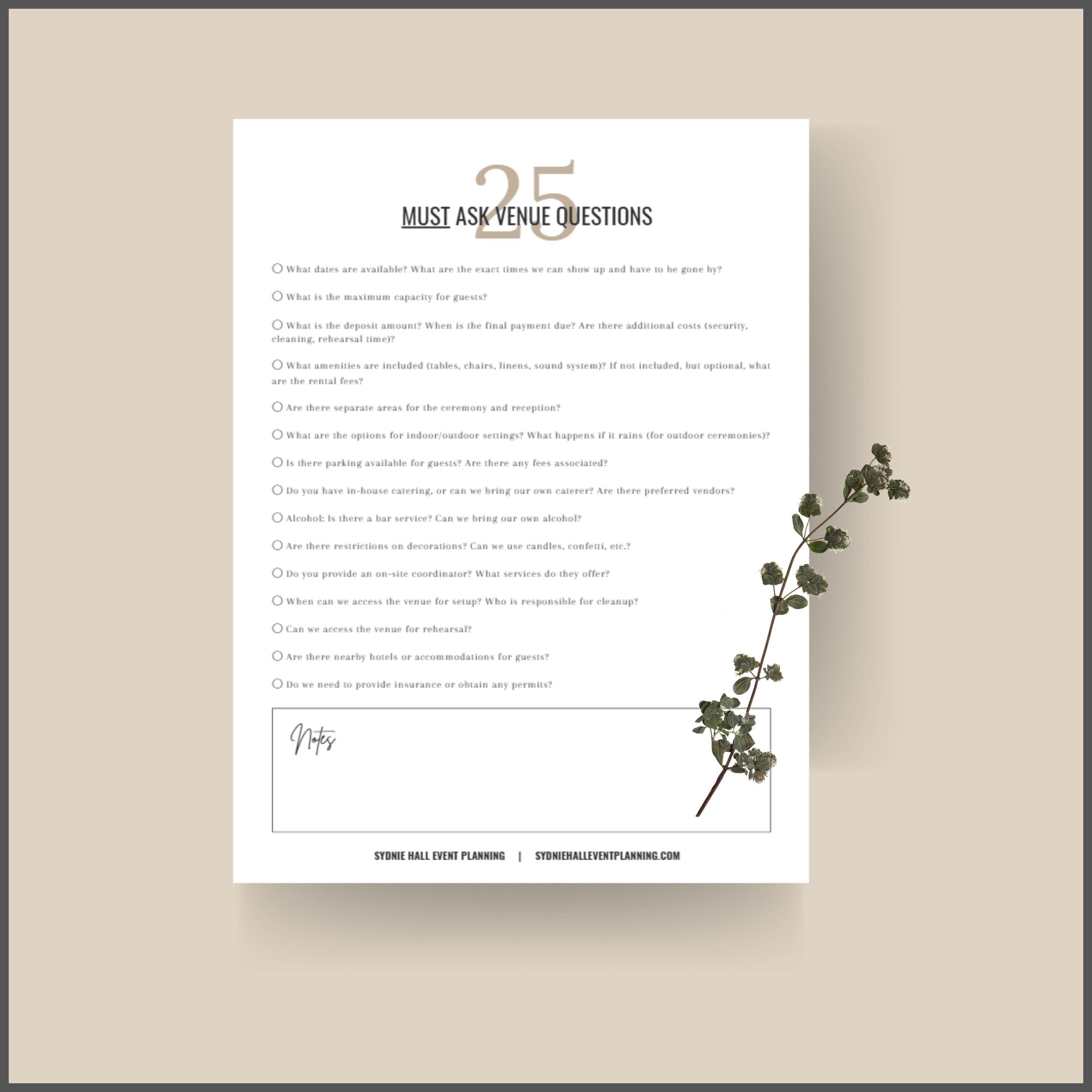 25 Must Ask Venue Questions