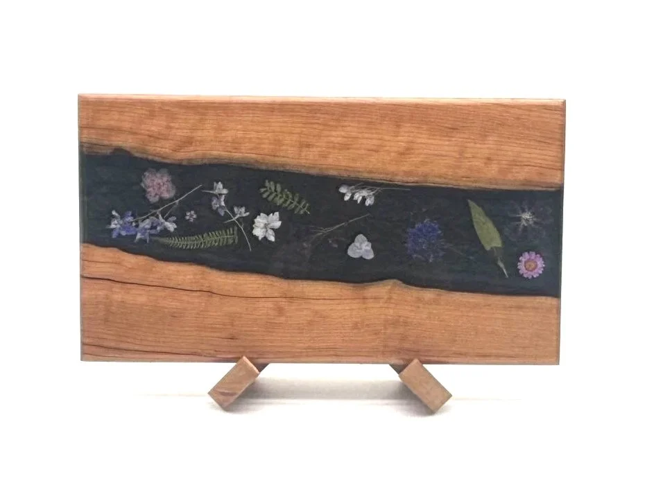 Black Cherry Epoxy Wildflower Serving Board