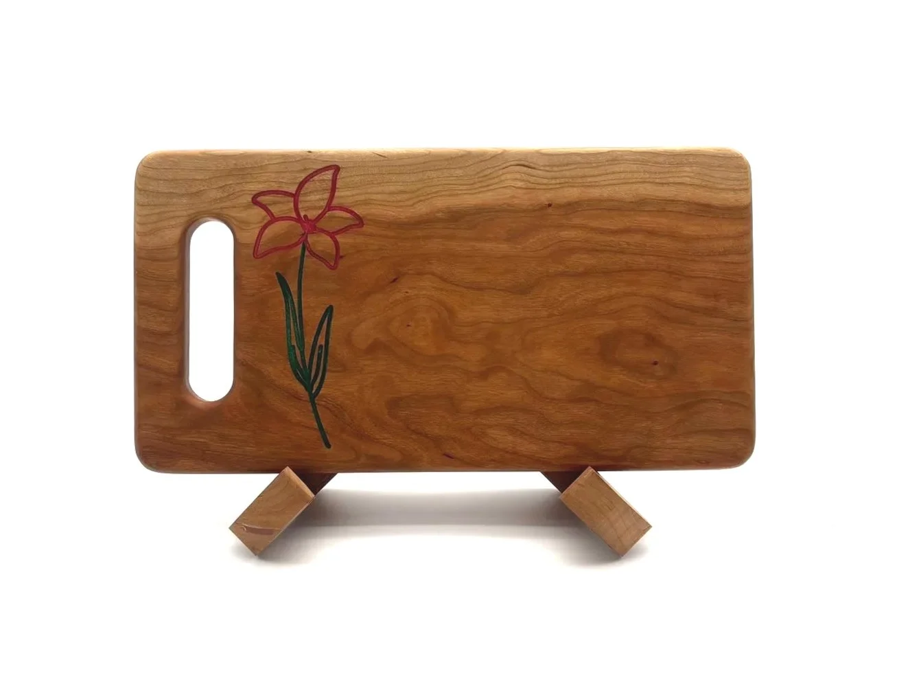 Dual-Sided Black Cherry Cutting Board with Epoxy Art