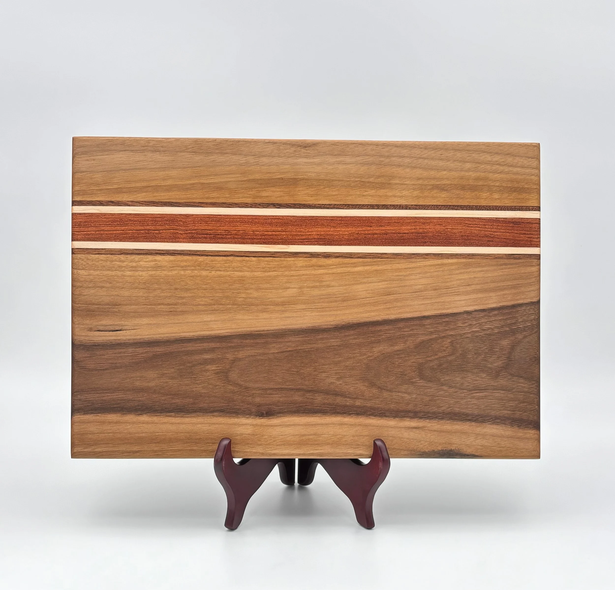 Artisan Black Walnut Cutting Board with Maple & Sapele Accents