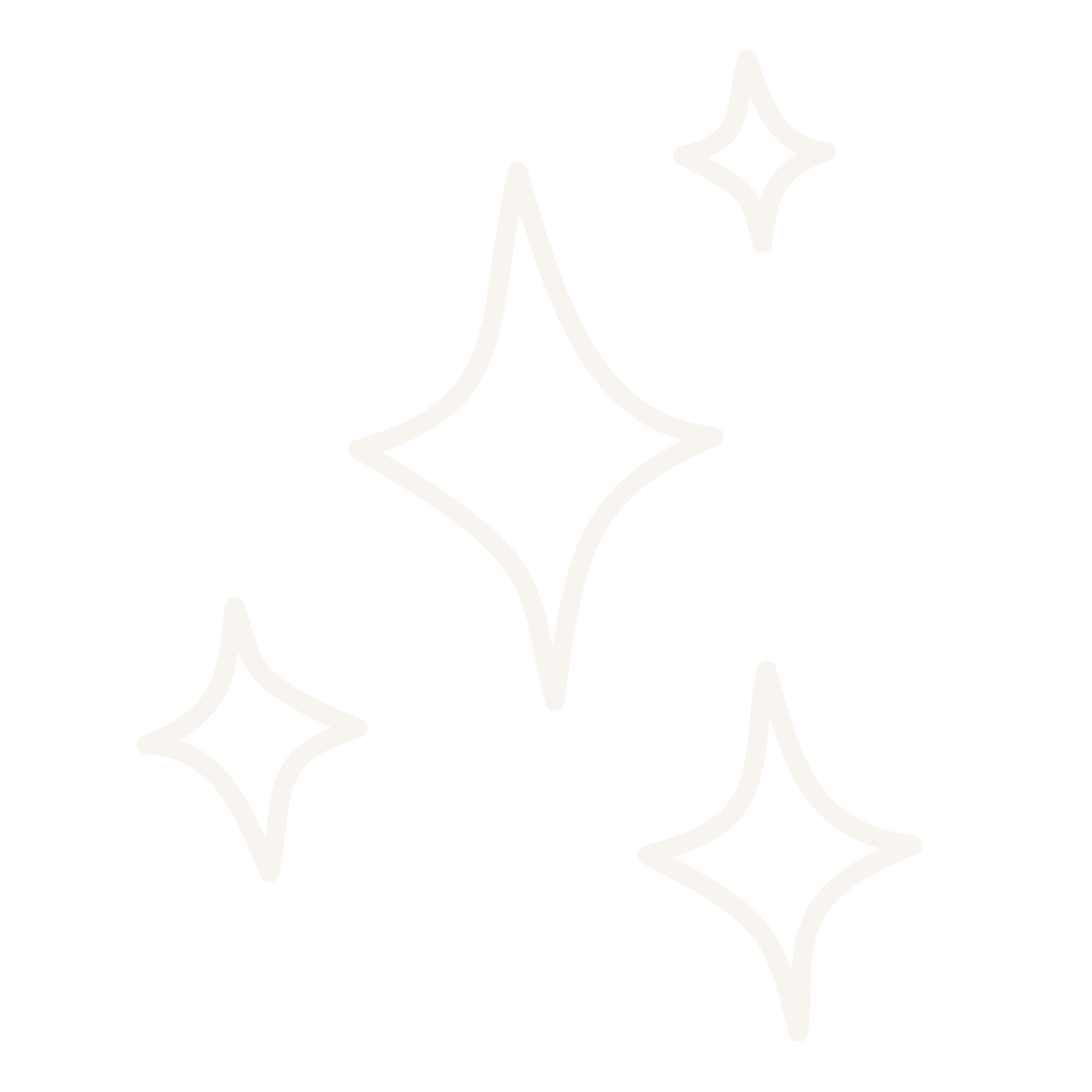 White sparkling stars on black background.