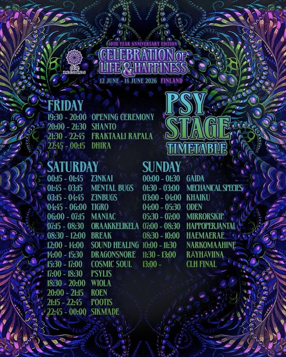 Next weekend, 12.-14.6. @clh_records will be throwing the 10th year anniversary edition of their mini-festival, Celebration of Life &amp; Happiness, at Aitoo! 🔥

Thrilled to be part of the lineup alongside so many great DJs. I&rsquo;ll be playing a 