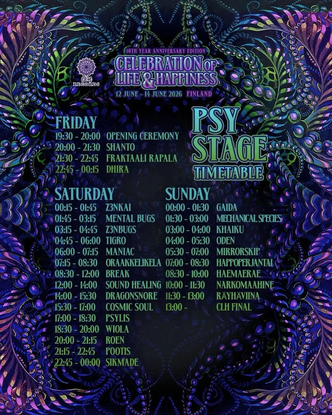 Next weekend, 12.-14.6. @clh_records will be throwing the 10th year anniversary edition of their mini-festival, Celebration of Life &amp; Happiness, at Aitoo! 🔥

Thrilled to be part of the lineup alongside so many great DJs 🤩 I&rsquo;ll be playing 