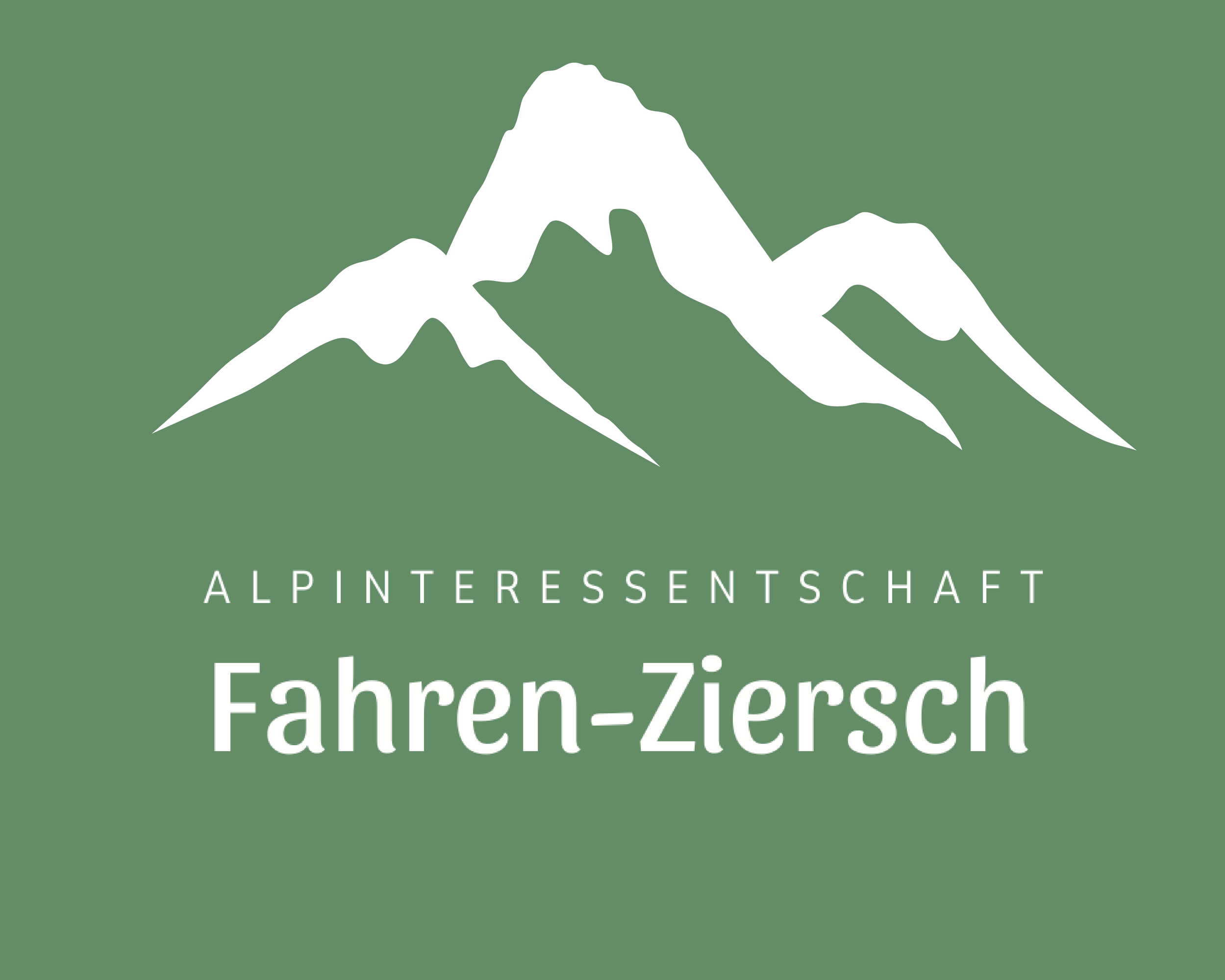 Logo der Alpen Interessen Gemeinschaft Fahren Ziersch mit einer stilisierten Bergsilhouette auf grünem Hintergrund.