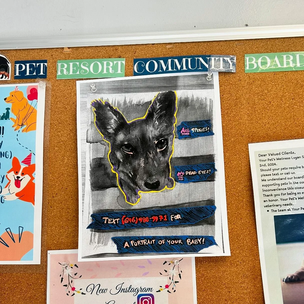 Putting flyers up in the neighborhood today and making this venture a real thing!! 😬 #petportraits #petportraitartist #pawtrait #sidehustle #painting #dogsoflogansquare #leahfoxine #🐾🎨