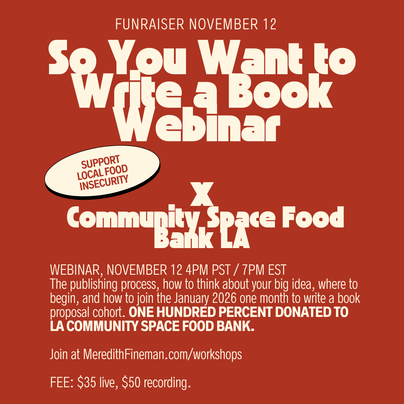 Fundraiser: So You Want to Write a Book...Proposal Webinar | November 12