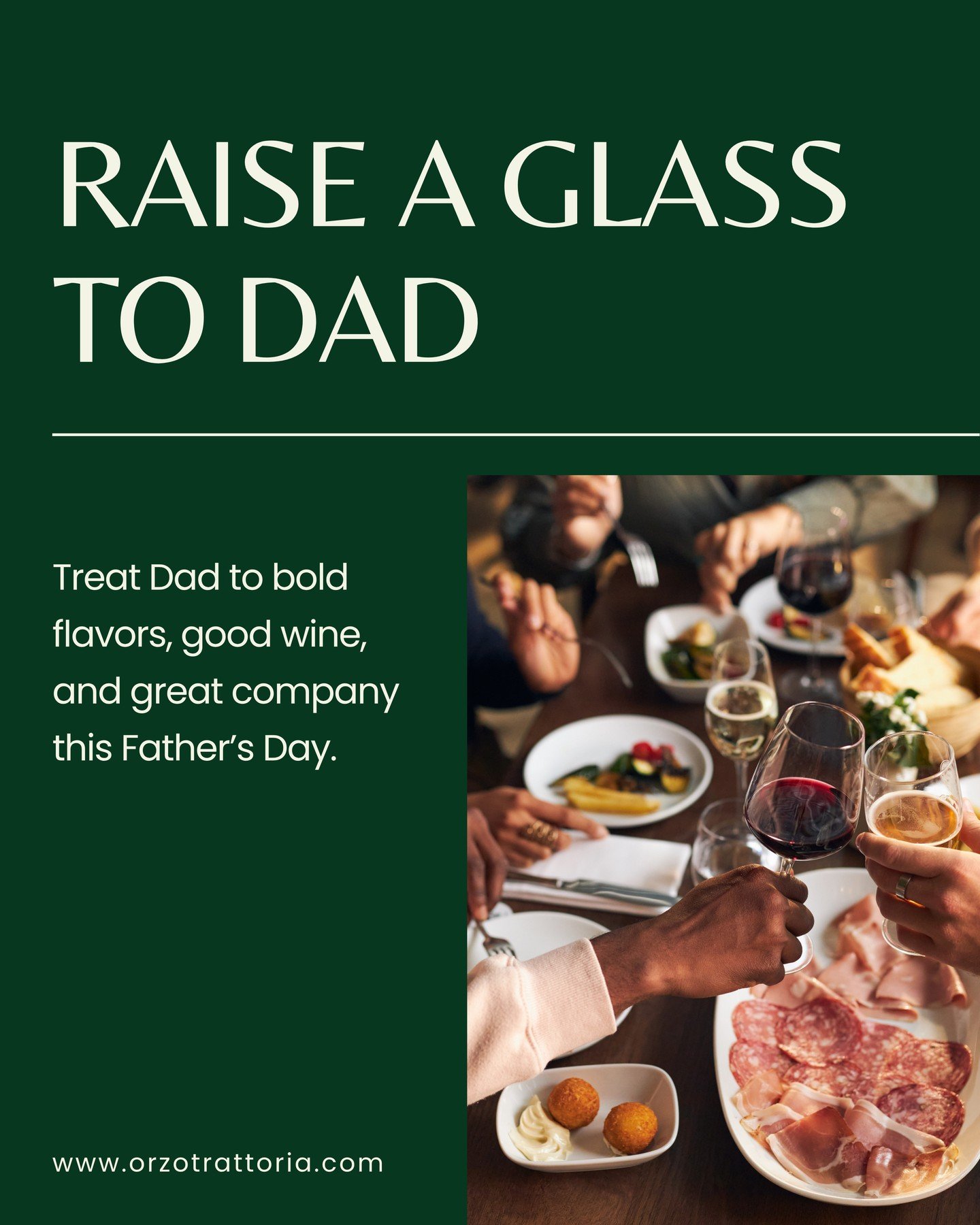 For the guy who taught you how to twirl your pasta like a pro&mdash;Father&rsquo;s Day is just better at Orzo Trattoria.⁠
⁠
Whether he&rsquo;s a steak-and-red-wine kind of dad or all about the tiramisu, we&rsquo;ve got a table ready and waiting. Come