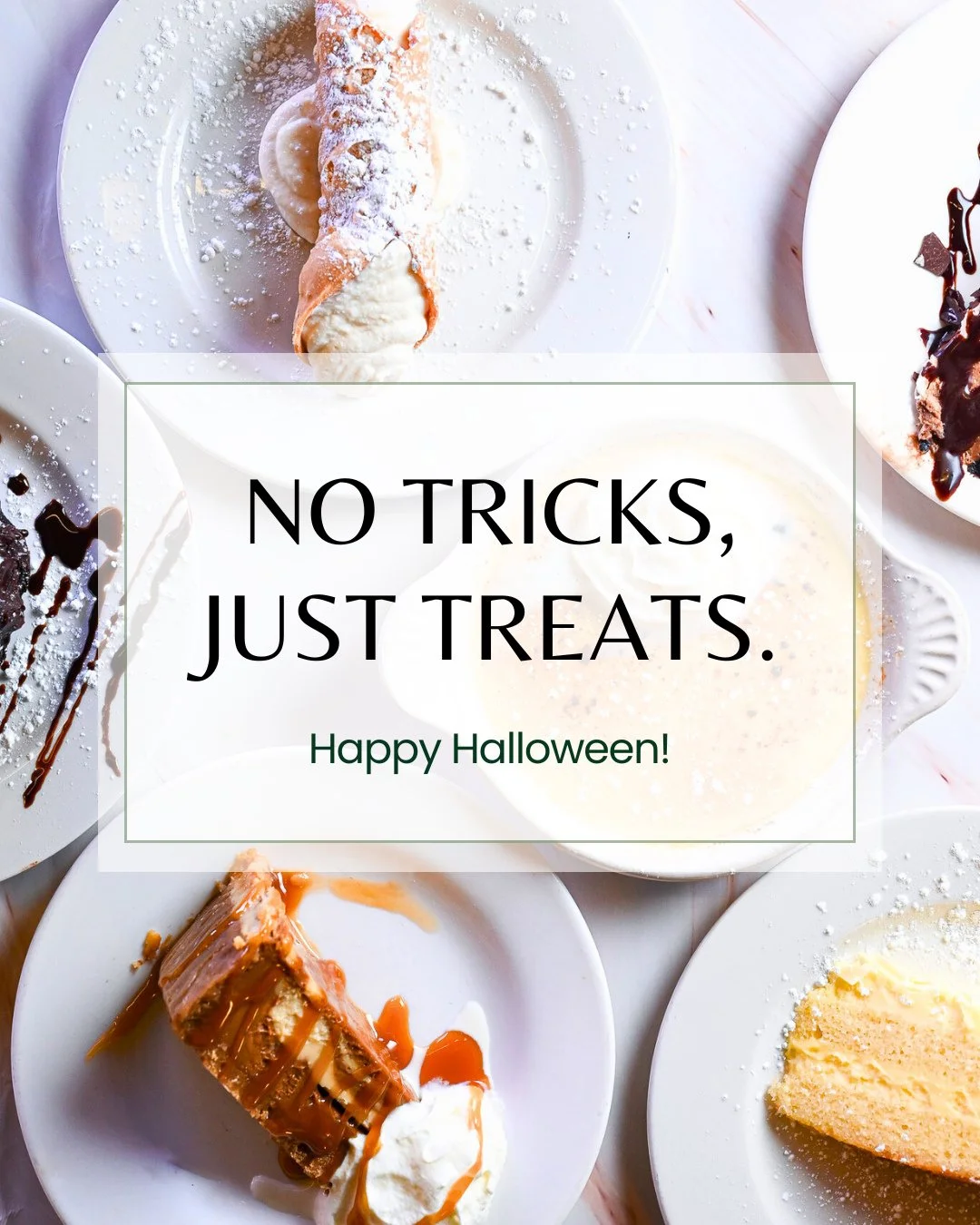 This Halloween, our dessert menu is the real treat.⁠
Stop by for something sweet after the spooky fun.⁠
⁠
#HalloweenAtOrzo #SweetTreats #OrzoTrattoria⁠