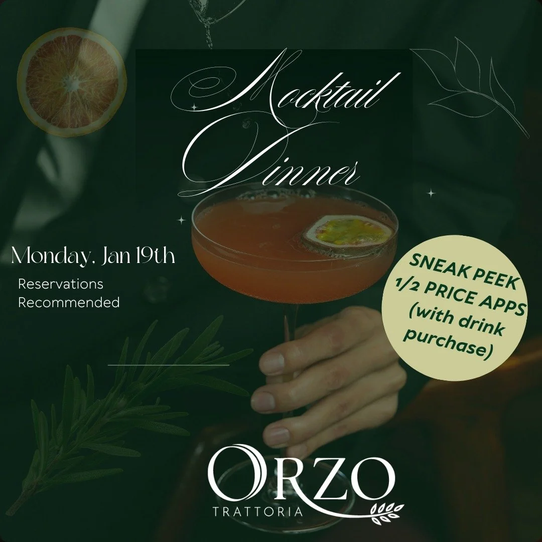 FIRST LOOK: New Mocktails + 1/2 Price Apps 🍹

Join us this Monday (MLK Day) for an exclusive sneak peek of our new zero-proof menu.

THE DEAL: Purchase any Mocktail, get 50% OFF your appetizer. Try the No-Jito, Salty Pear, or Spicy Virgin Marg paire