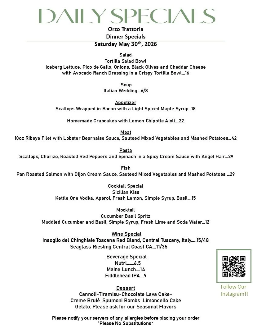#dinnerwithfriends #dinnerspecials #dinnerdate #dinnerideas #dinnertime #dinnertonight #wineoclock #winelover #orzorestaurant #Orzo #italianfooddoneright #italianfoodie #italianfoodlovers #italianrestaurant #italiancuisine #italianfood #mangiaitalian