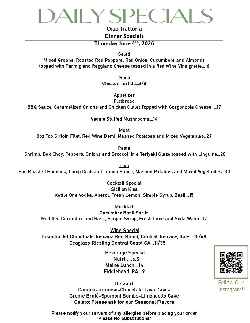 #dinnerwithfriends #dinnerspecials #dinnerdate #dinnerideas #dinnertime #dinnertonight #wineoclock #winelover #orzorestaurant #Orzo #italianfooddoneright #italianfoodie #italianfoodlovers #italianrestaurant #italiancuisine #italianfood #mangiaitalian