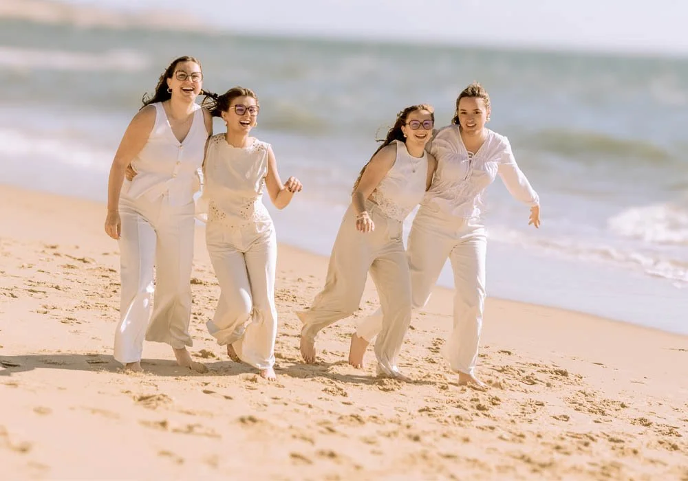 seance photo meilleures amies sur la plage du Bassin d'Arcachon