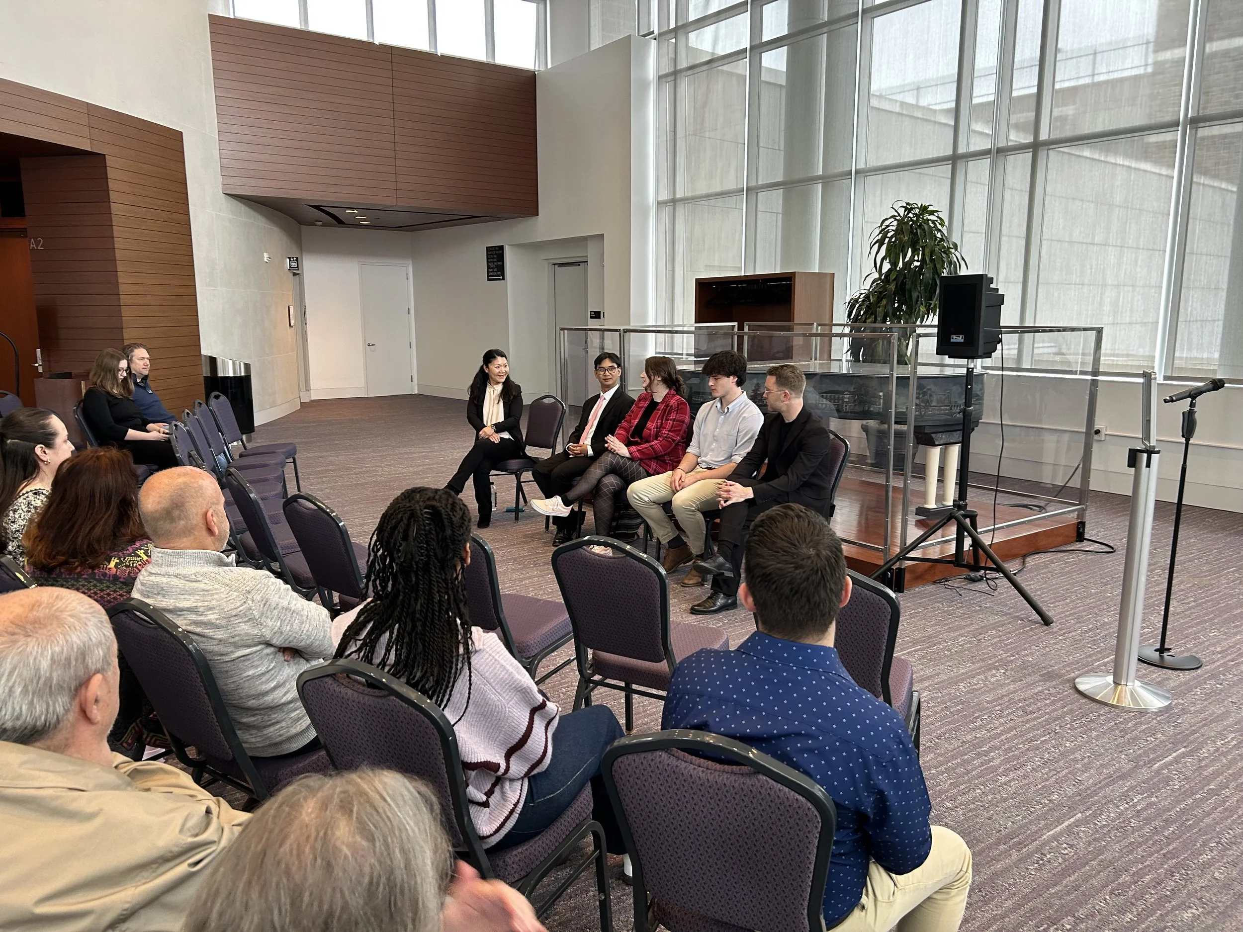 Corrao speaking in the pre-concert talk prior to JMU's Honors Concert, April 26th 2026