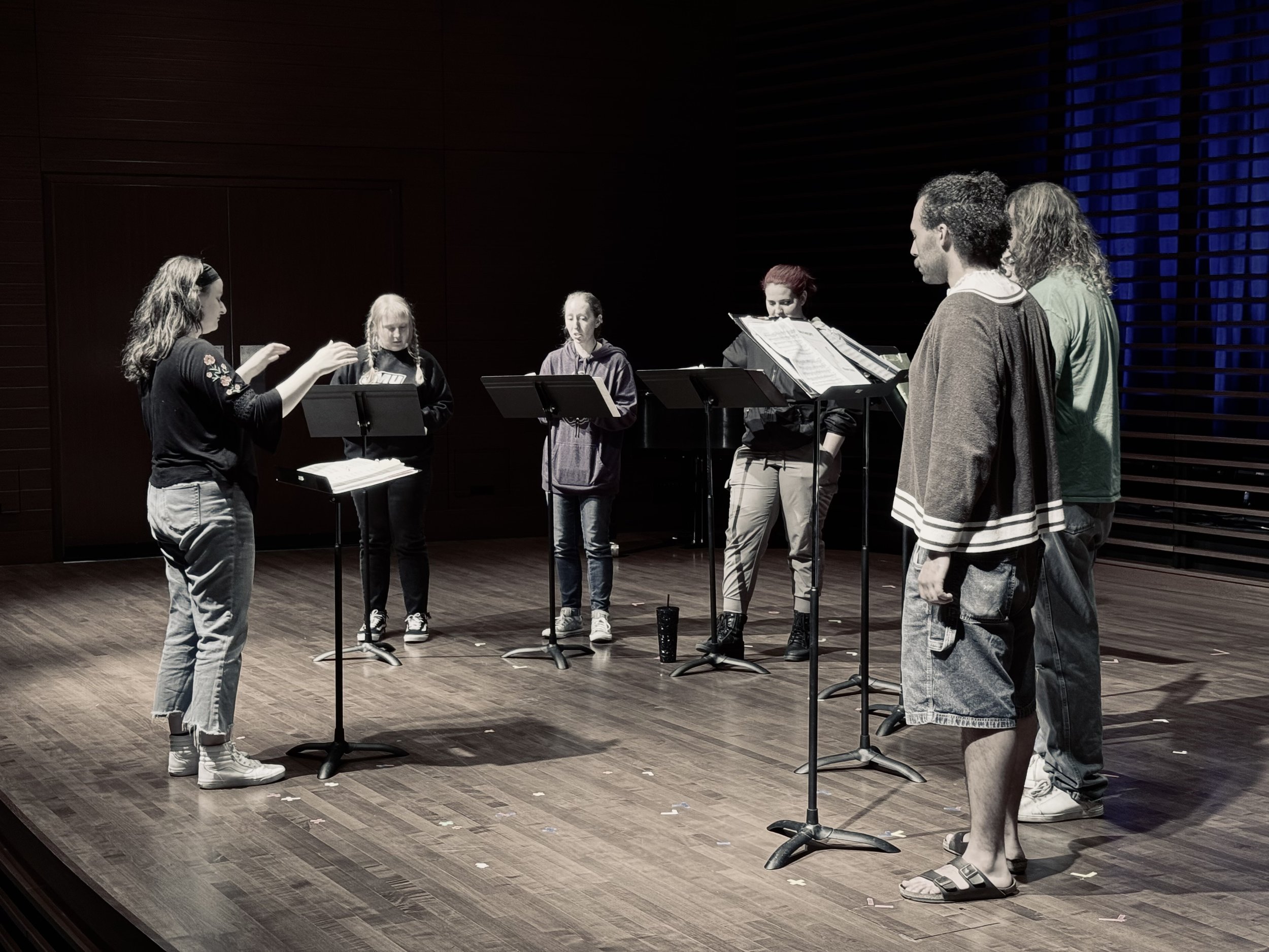 Corrao conducting in dress rehearsal for her senior full recital 