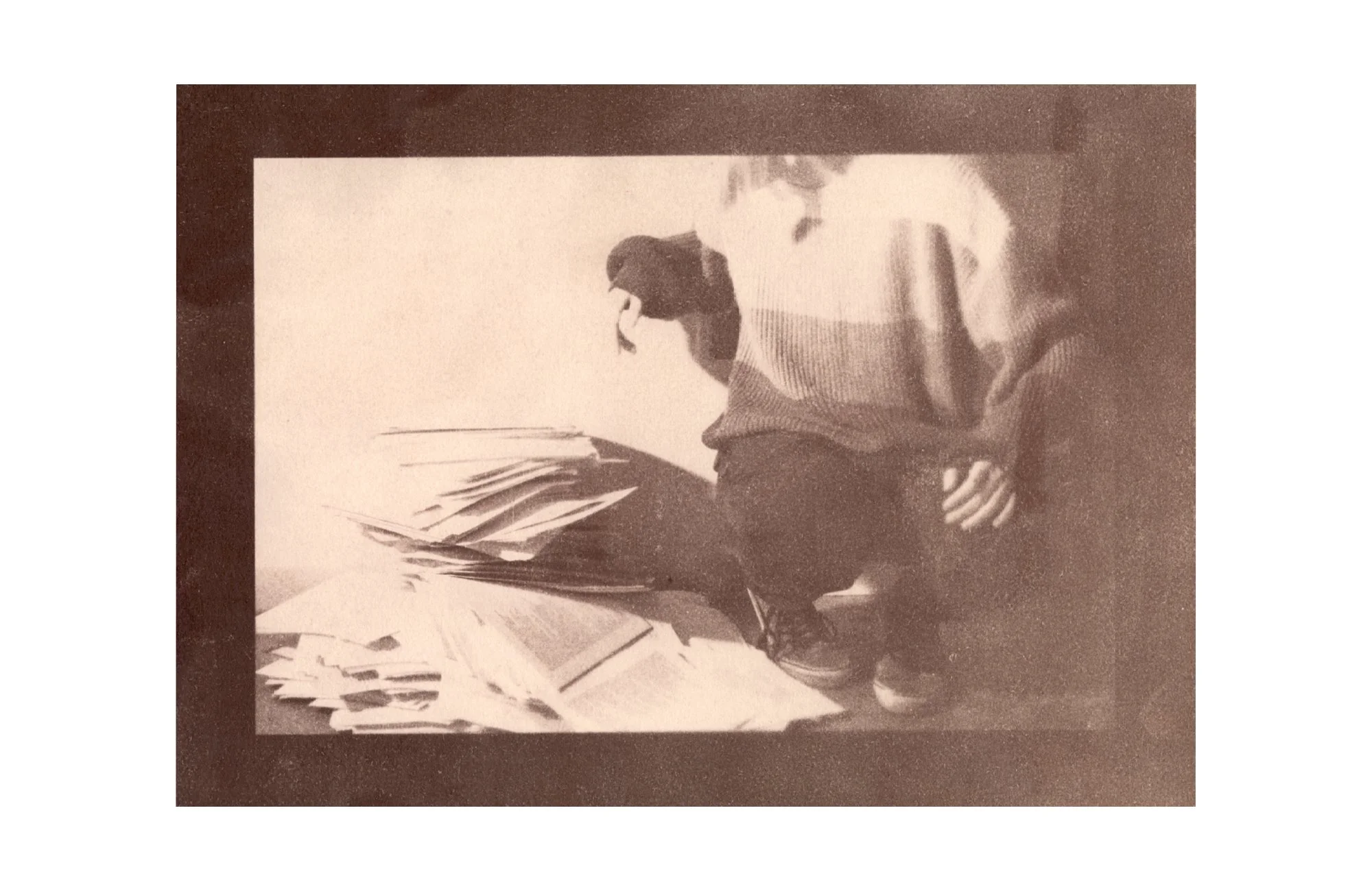 Jamie with Stack, toned cyanotype on paper, 2026