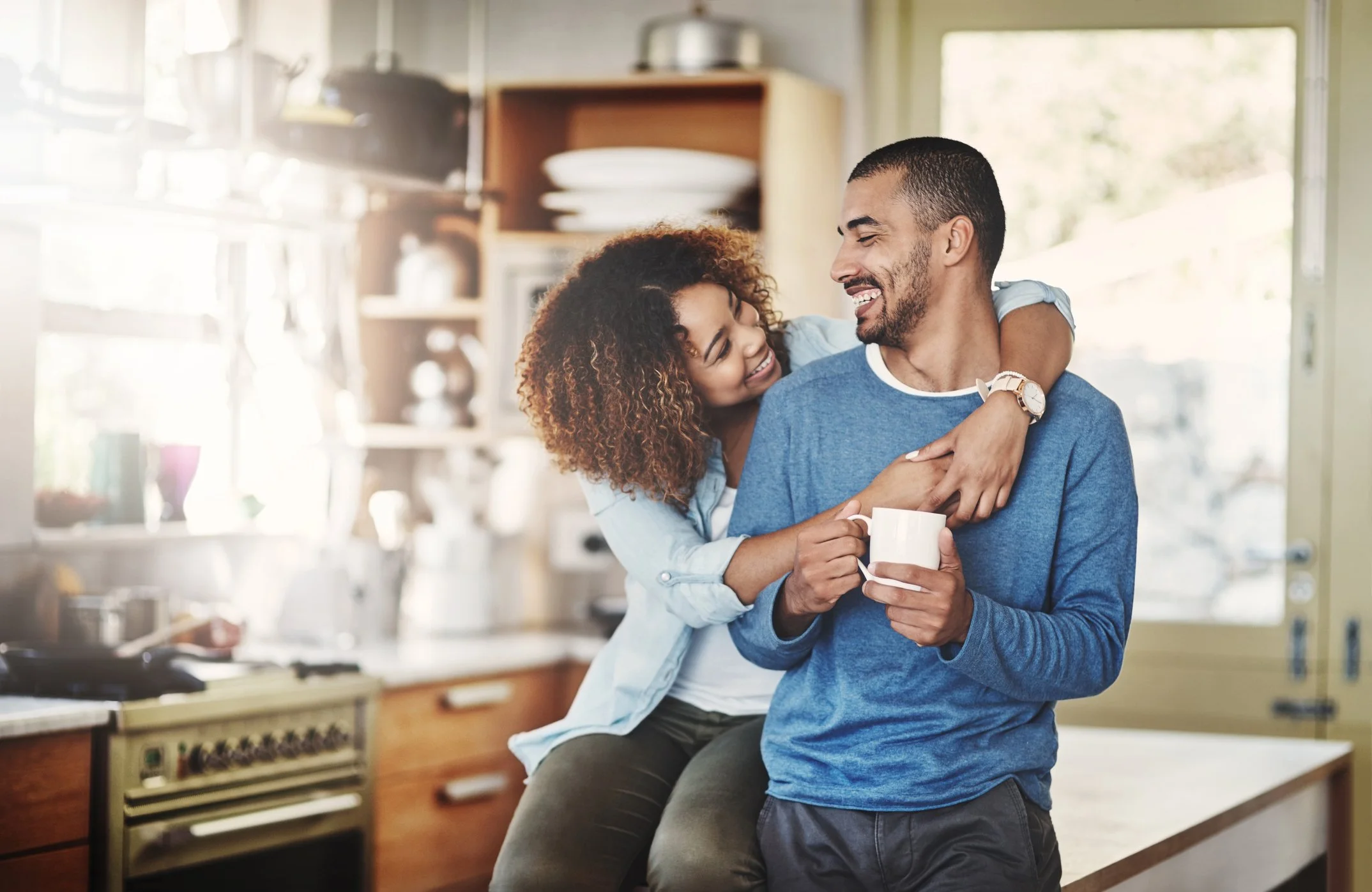 How to strengthen your relationship. Couple sharing coffee.