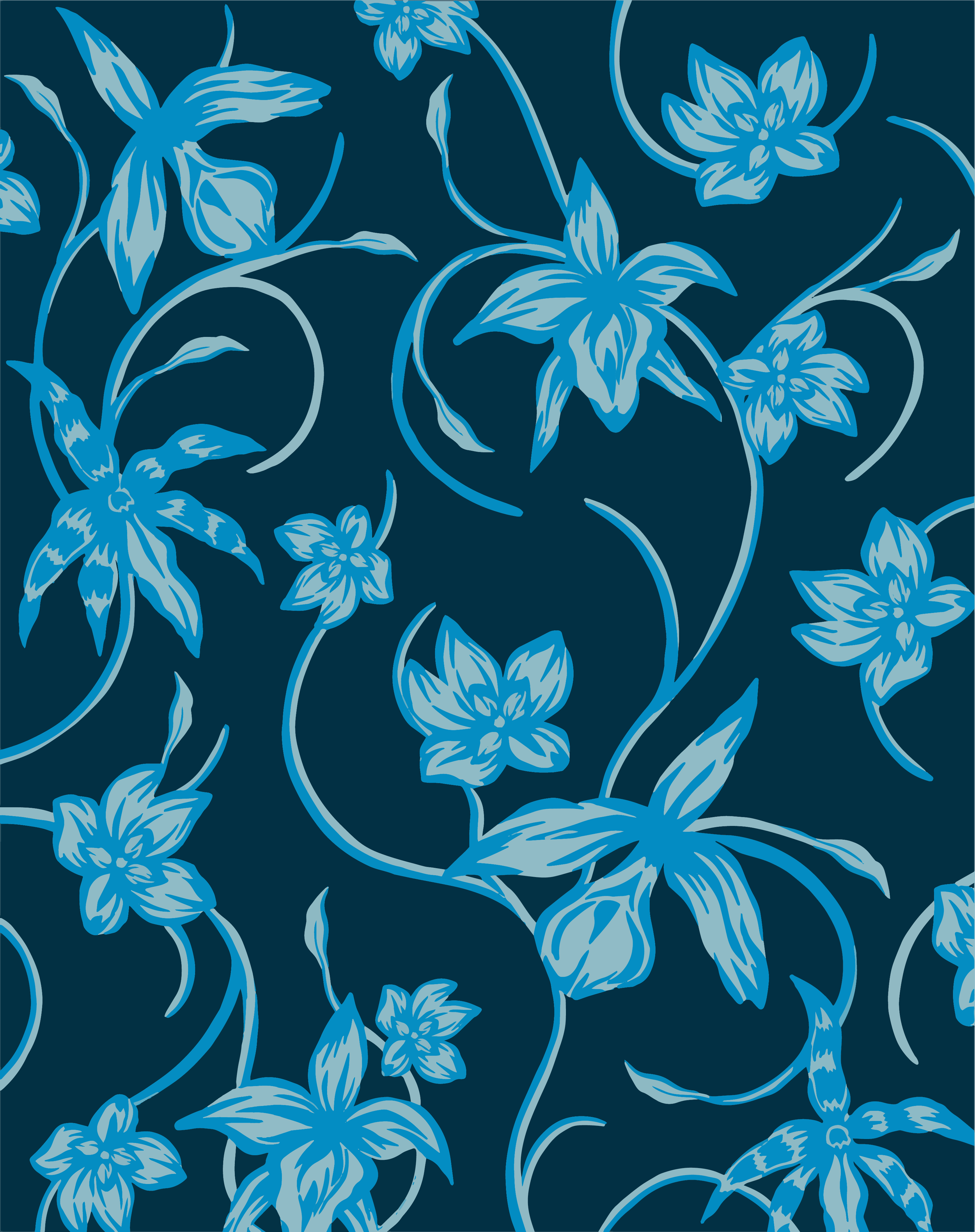 Orchid Vines Blue Monochrome Fixed Layout Vector.png