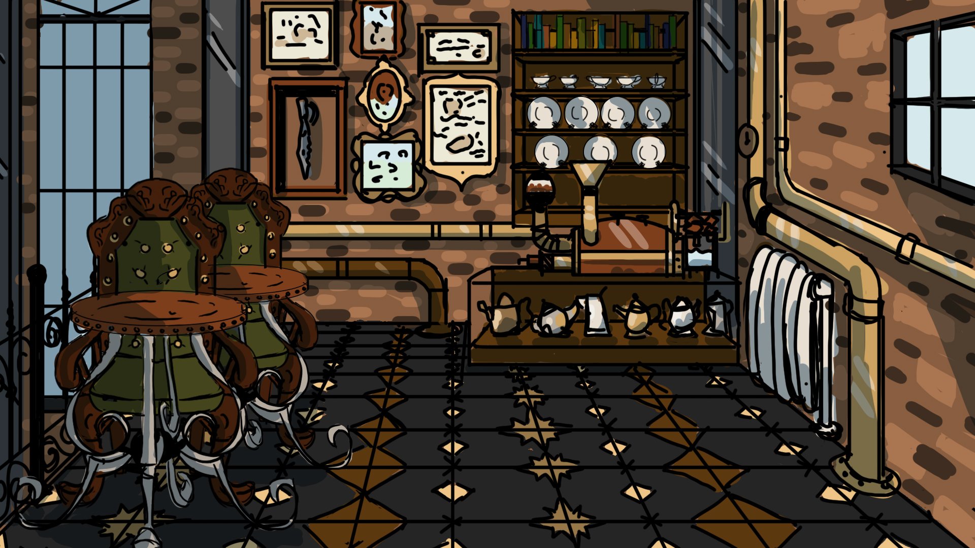 Steampunk Coffee Shop Concept Art