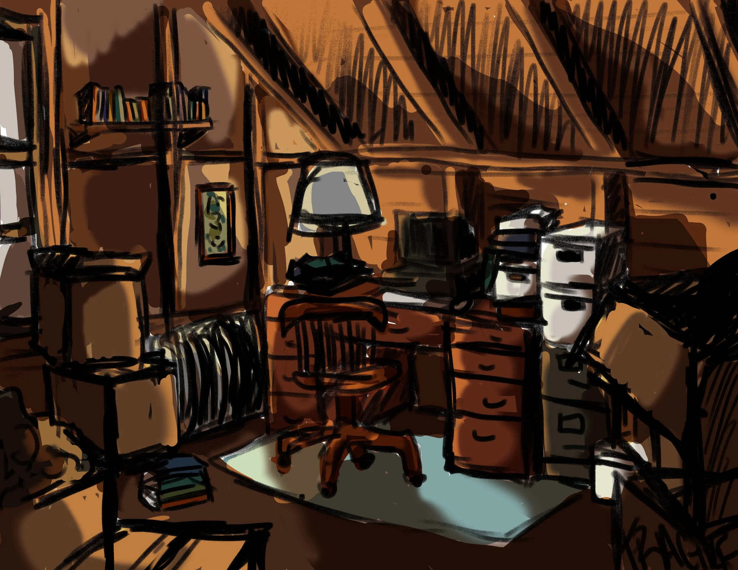 Warm Attic Digital Concept Sketch