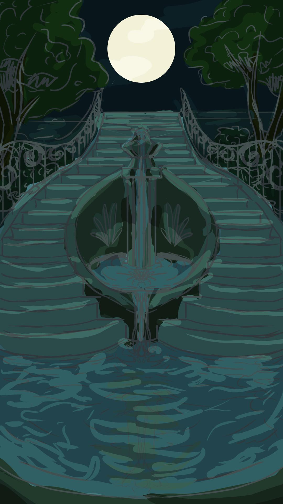 Fountain and Stairs Concept Art